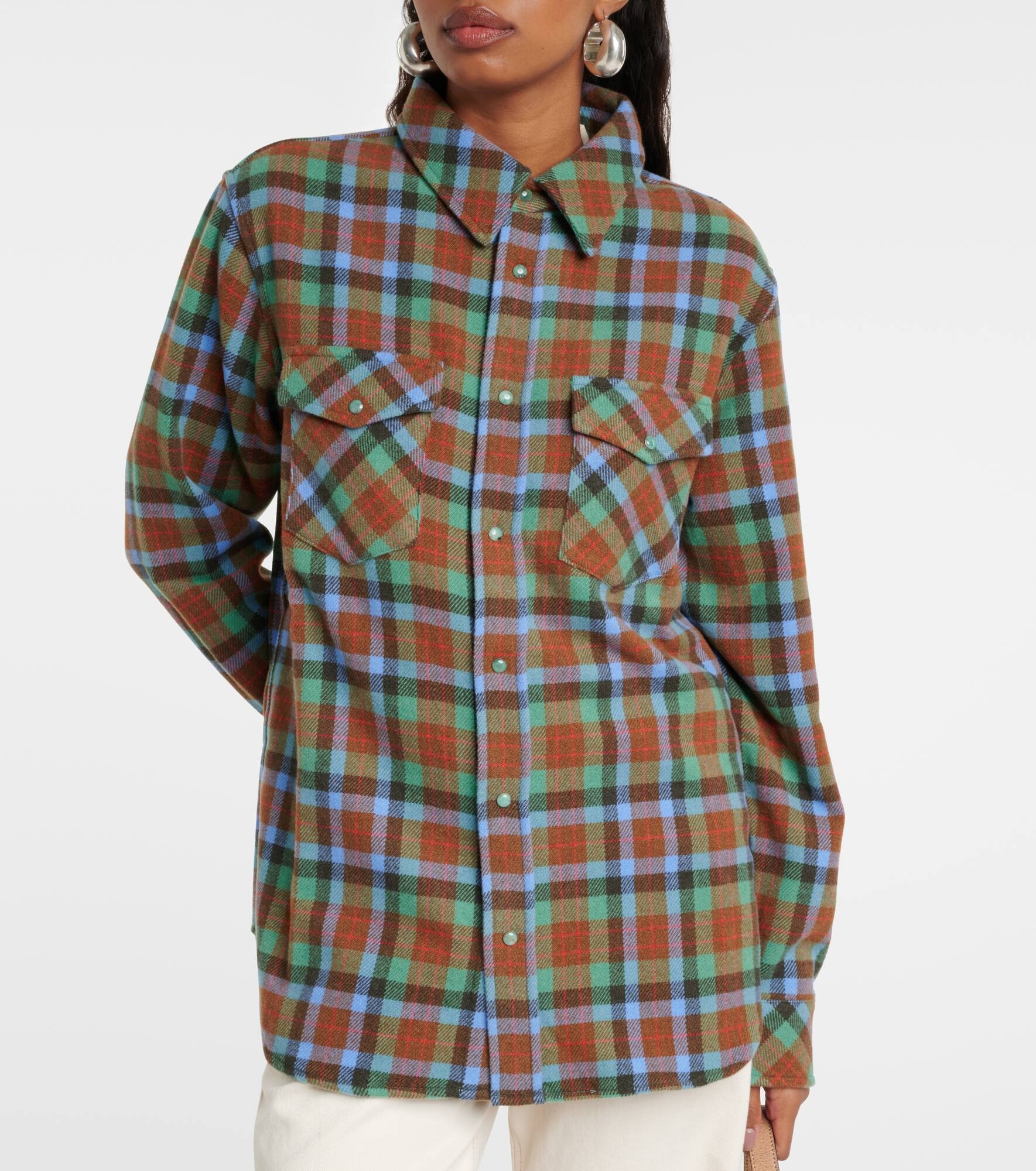 Moss tartan cashmere shirt - 7