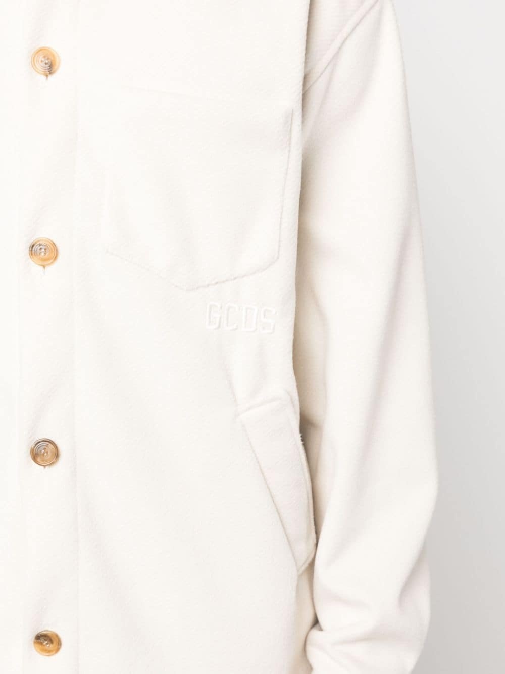 logo-embroidered button-up jacket - 5