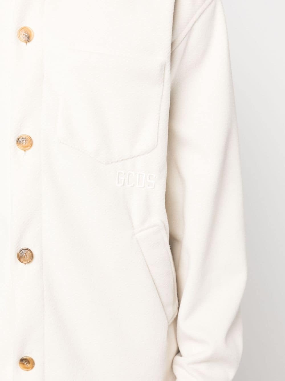 logo-embroidered button-up jacket - 5