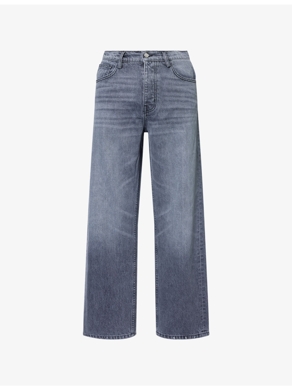 Grey Wash Baggy Wide-Leg Denim Jeans - 1