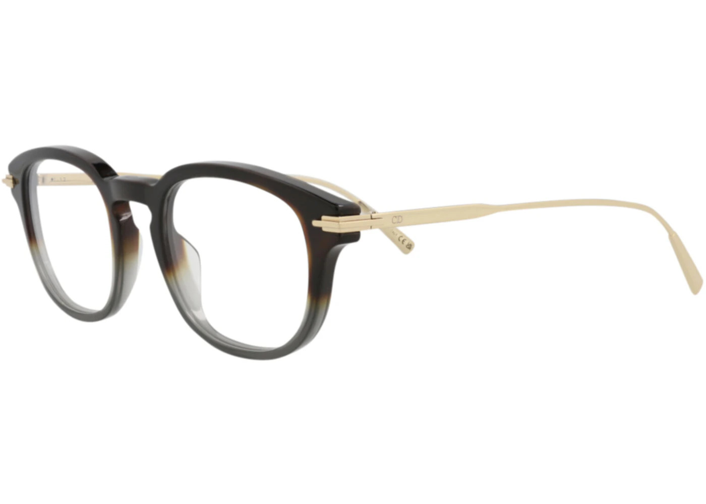 Dior Round-Frame Acetate Optical Frames Havana Gold Transparent (DM50030I-49-056) - 2
