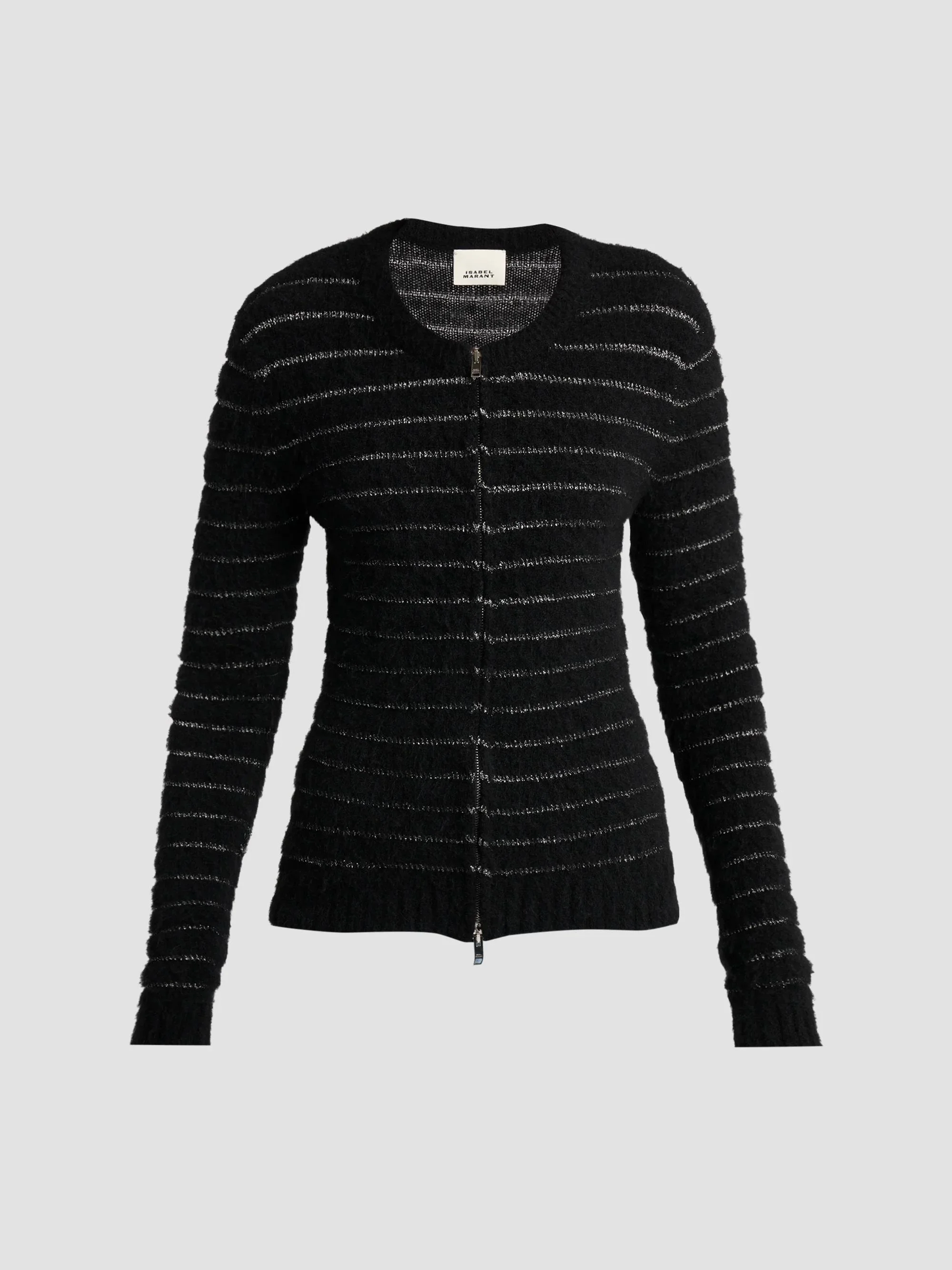 Women's Seona Metallic Stripe Full-Zip Cardigan - Black Silver - 1