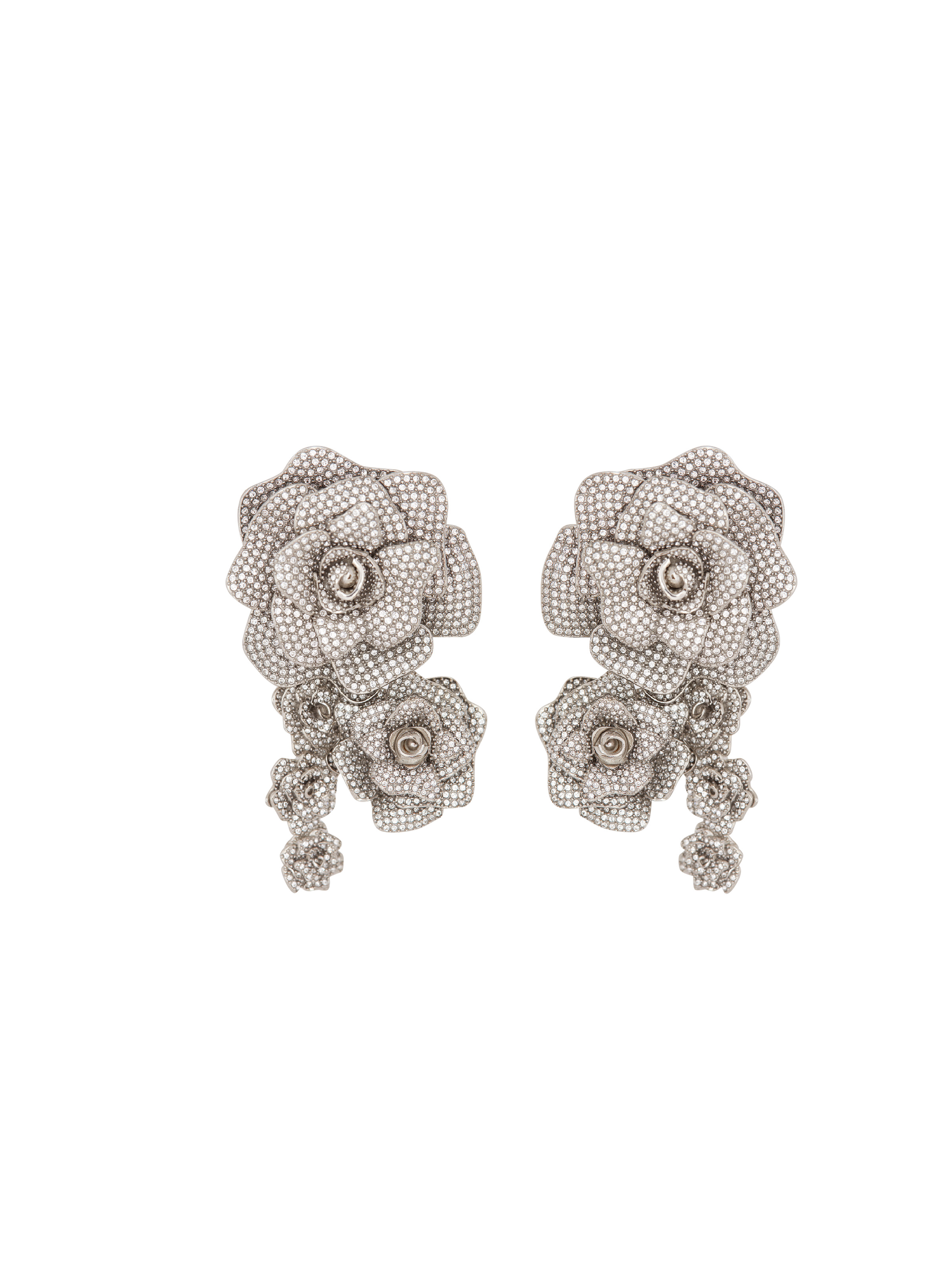 Palladium Rose earrings set with crystals - 1