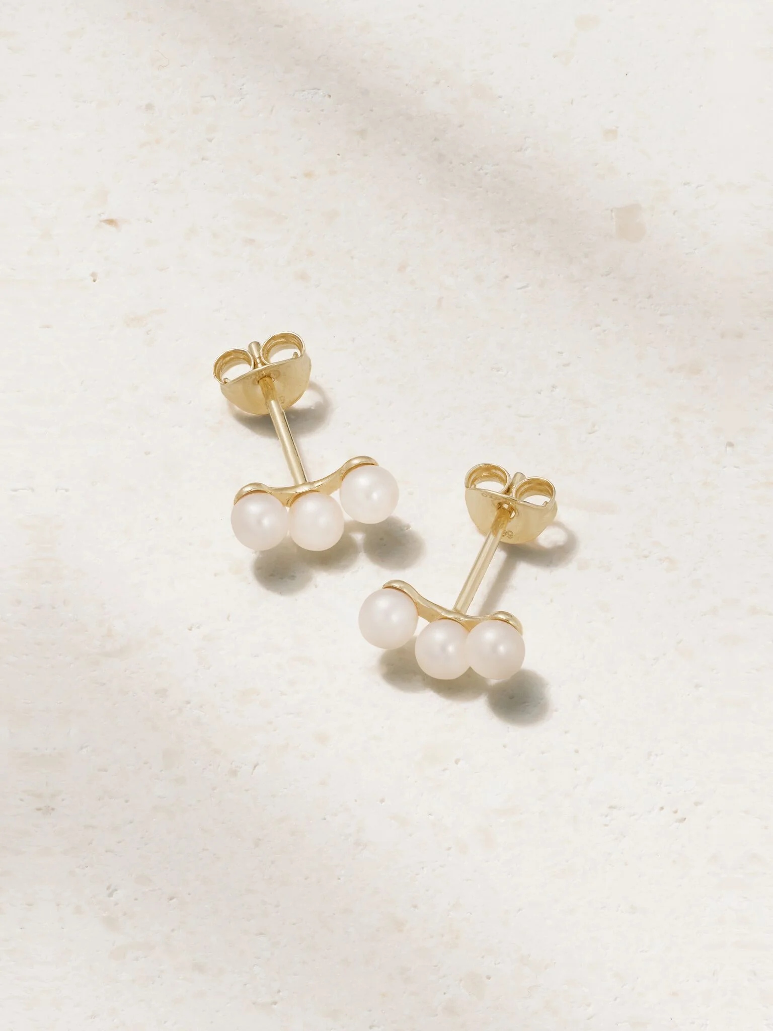 Trio 14-karat gold pearl earrings Gold - 1