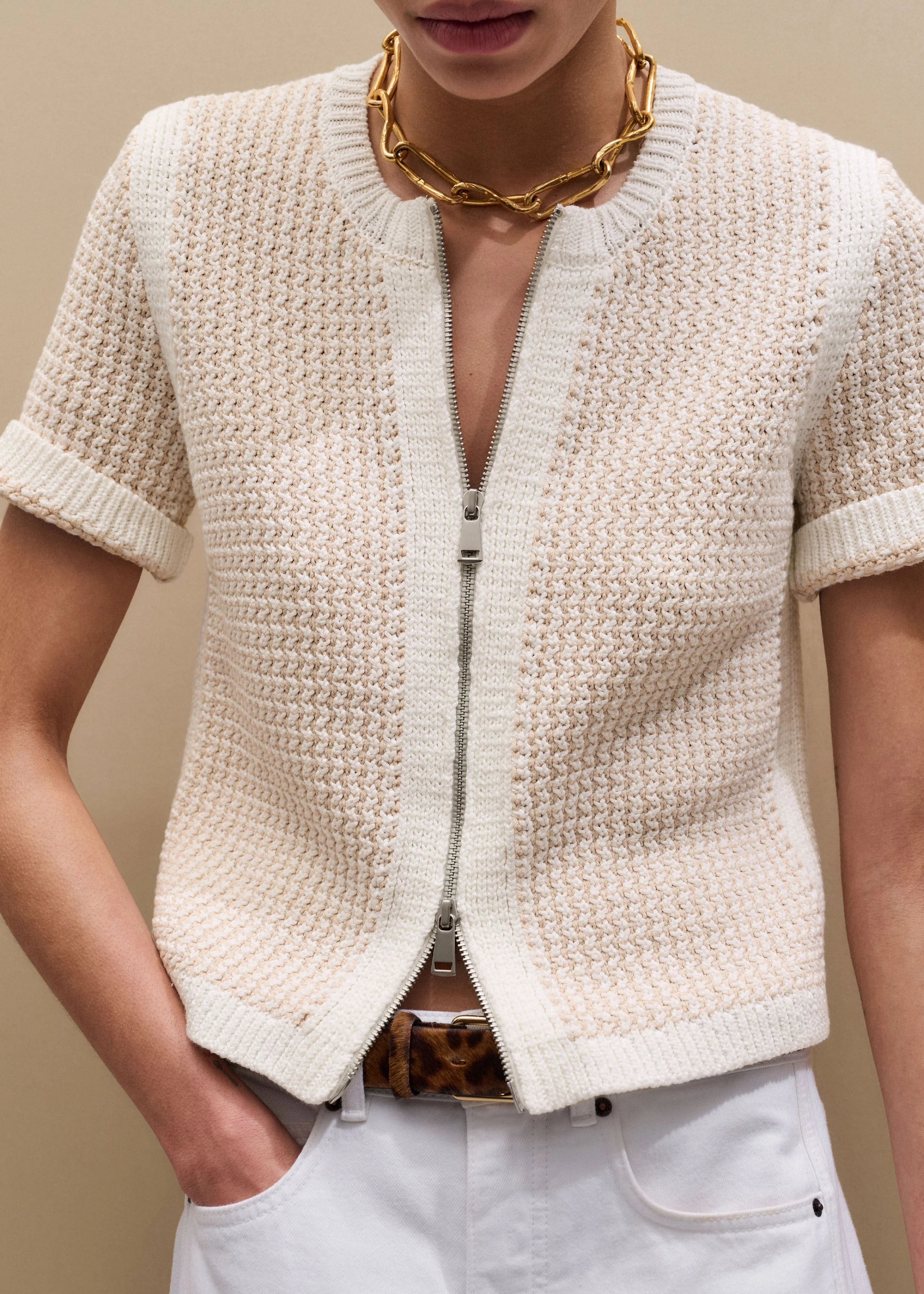 Double Zip Knit Tee - 1