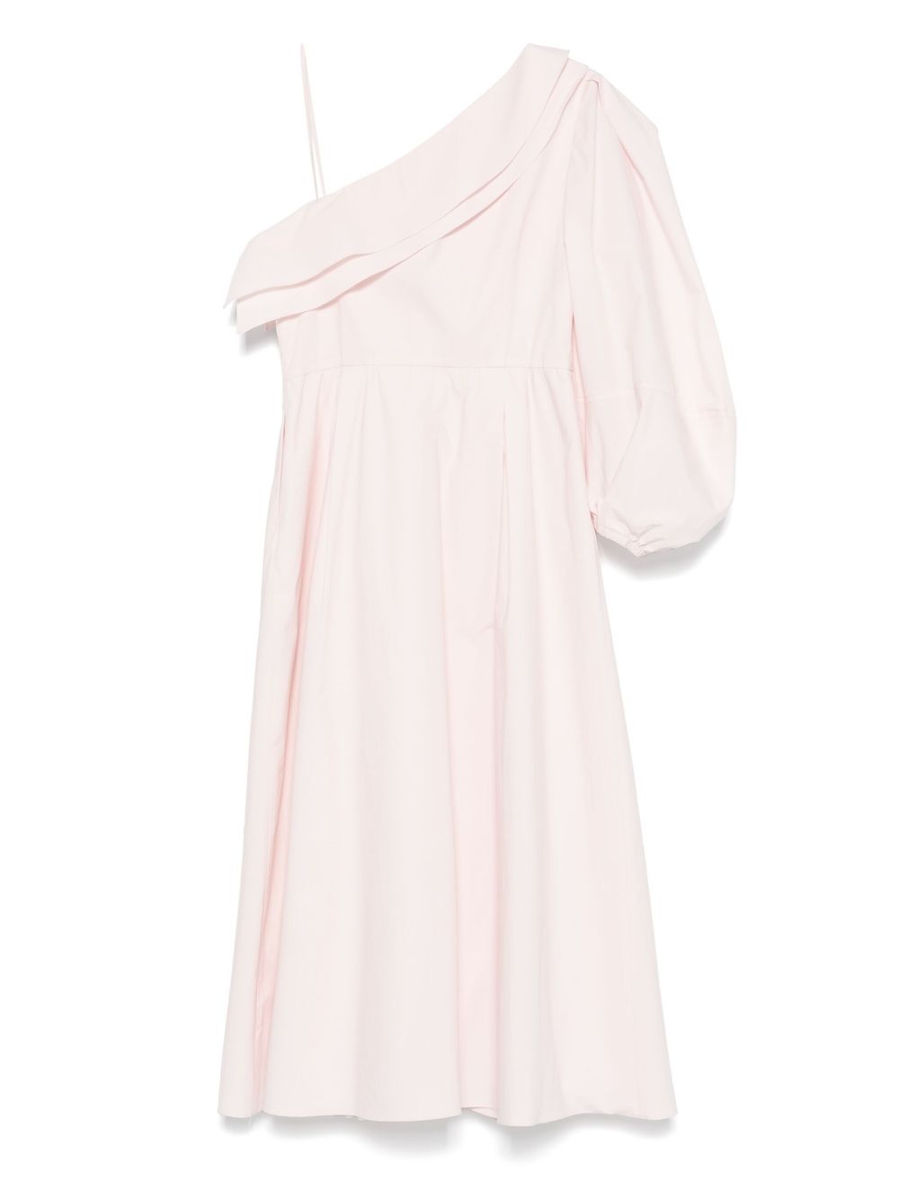 asymmetric poplin midi dress - 2