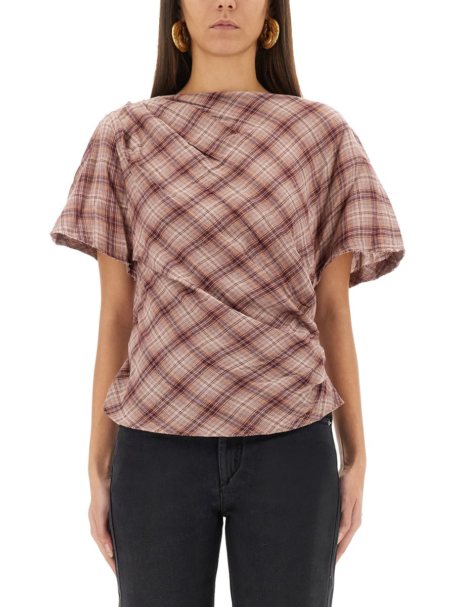 TOP NEYALA ASIMMETRICO IN COTONE A QUADRI - 1