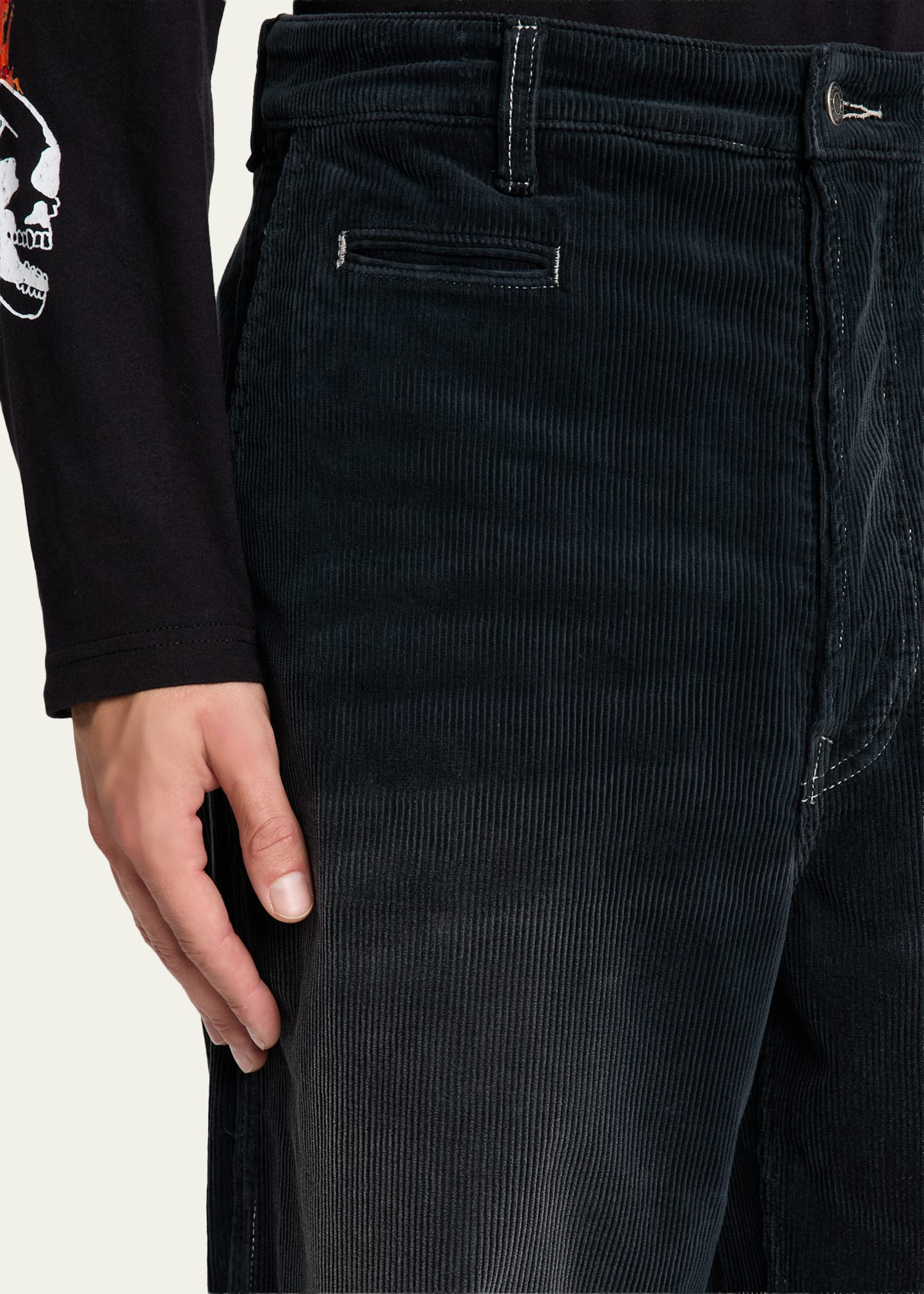 Men's Faded Corduroy Crystal Sketch Five-Pocket Pants - 5