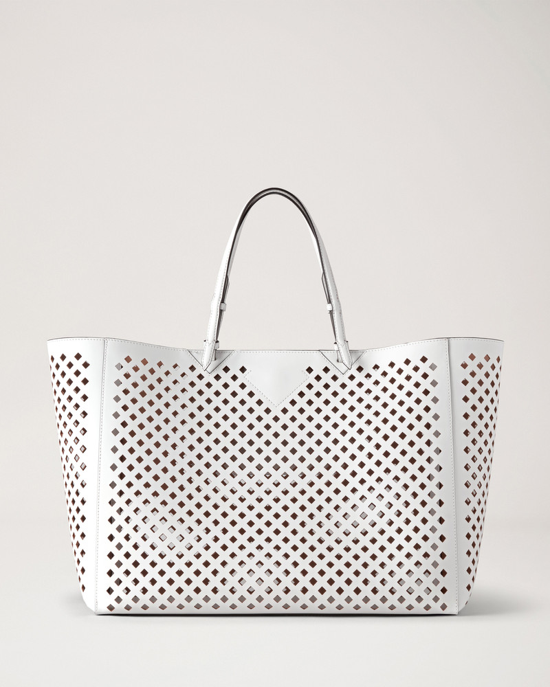 XL Perforated Tote White Perforated Leather 3
