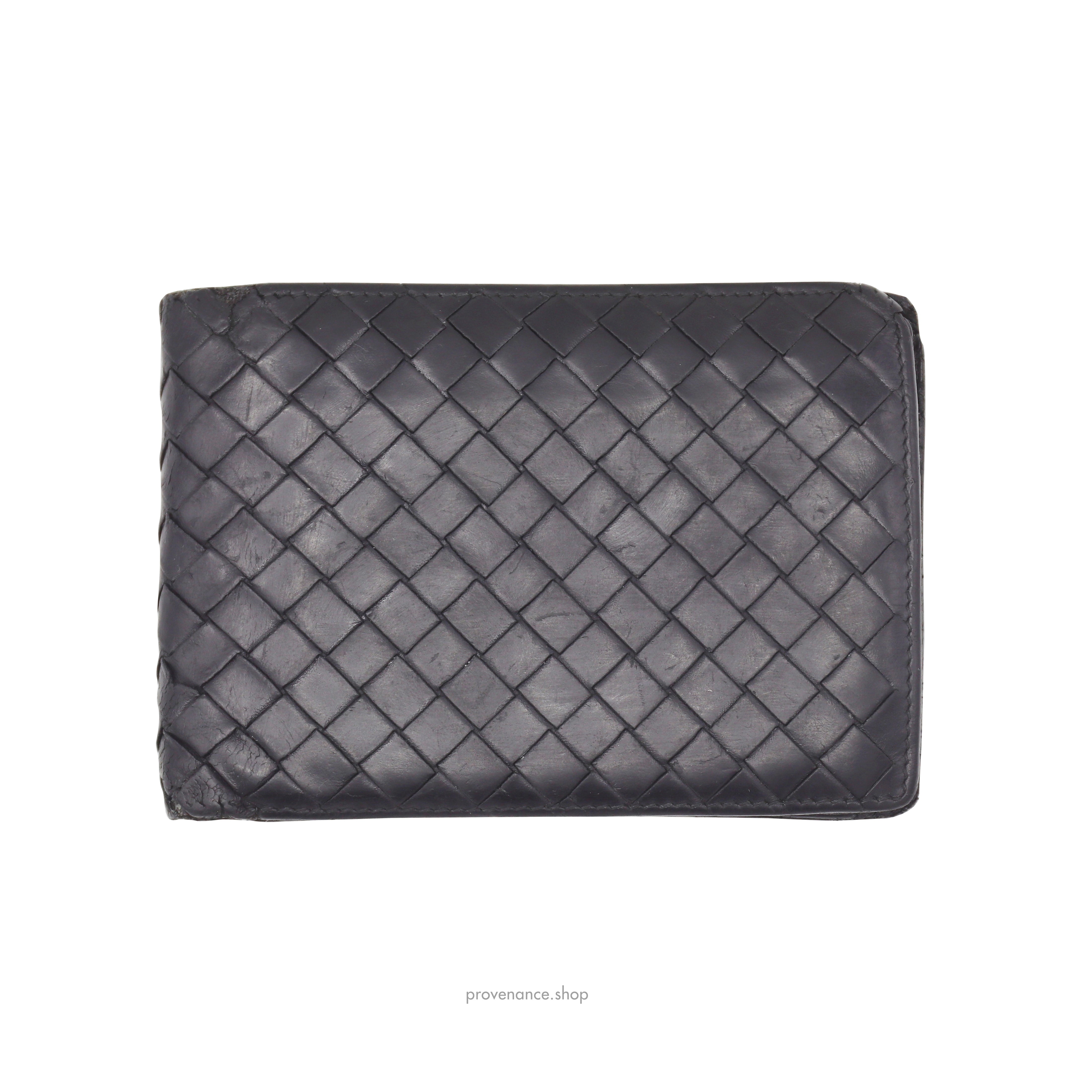 Bottega Veneta Bifold Wallet - Black Intrecciato Leather - 1