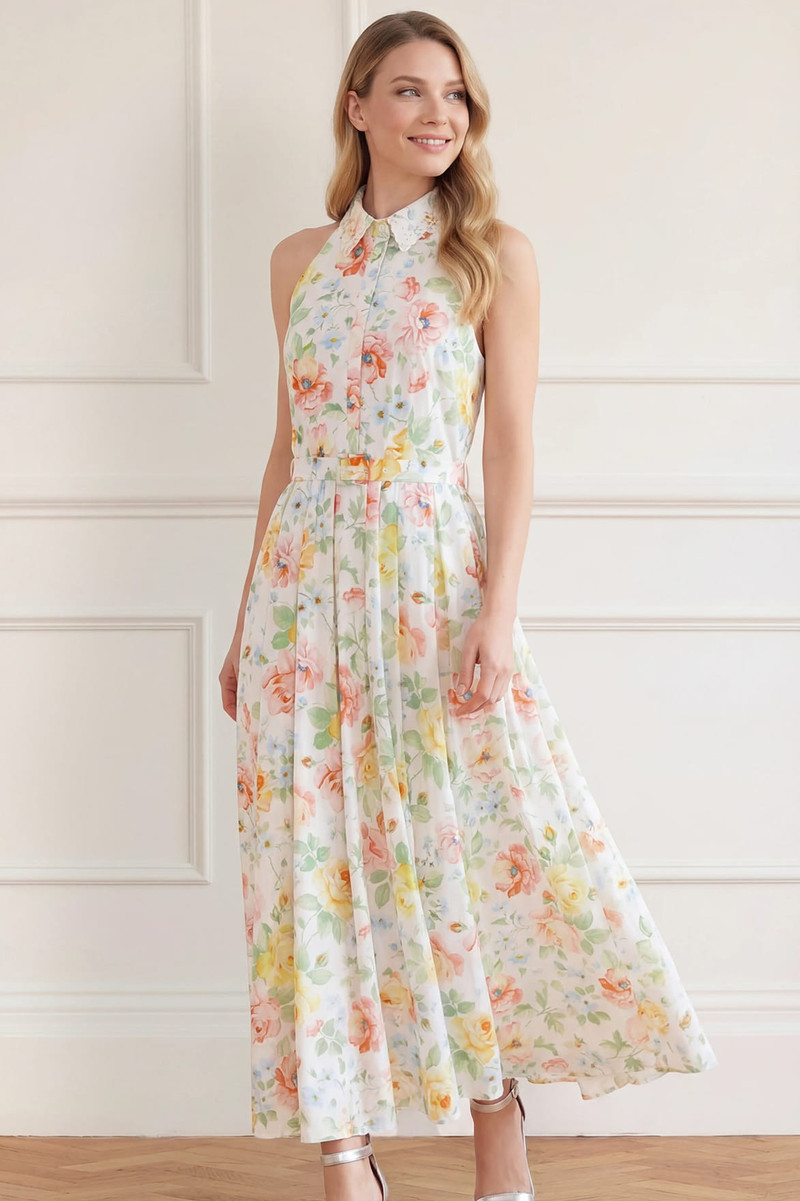 Needle & Thread Sienna Rose Cotton Halter Ankle Gown outlook