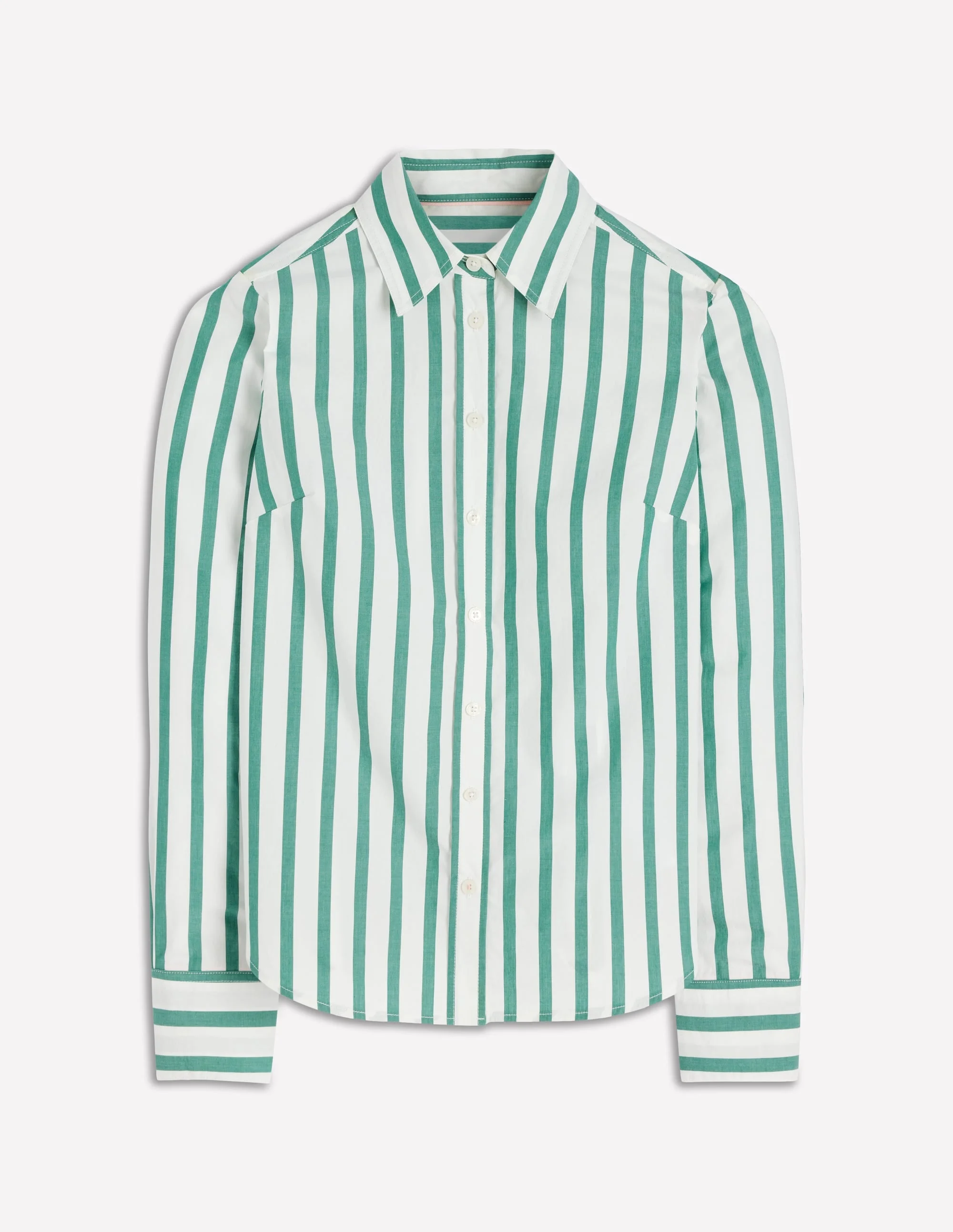 Sienna Cotton Shirt-Green and Ivory Stripe - 1