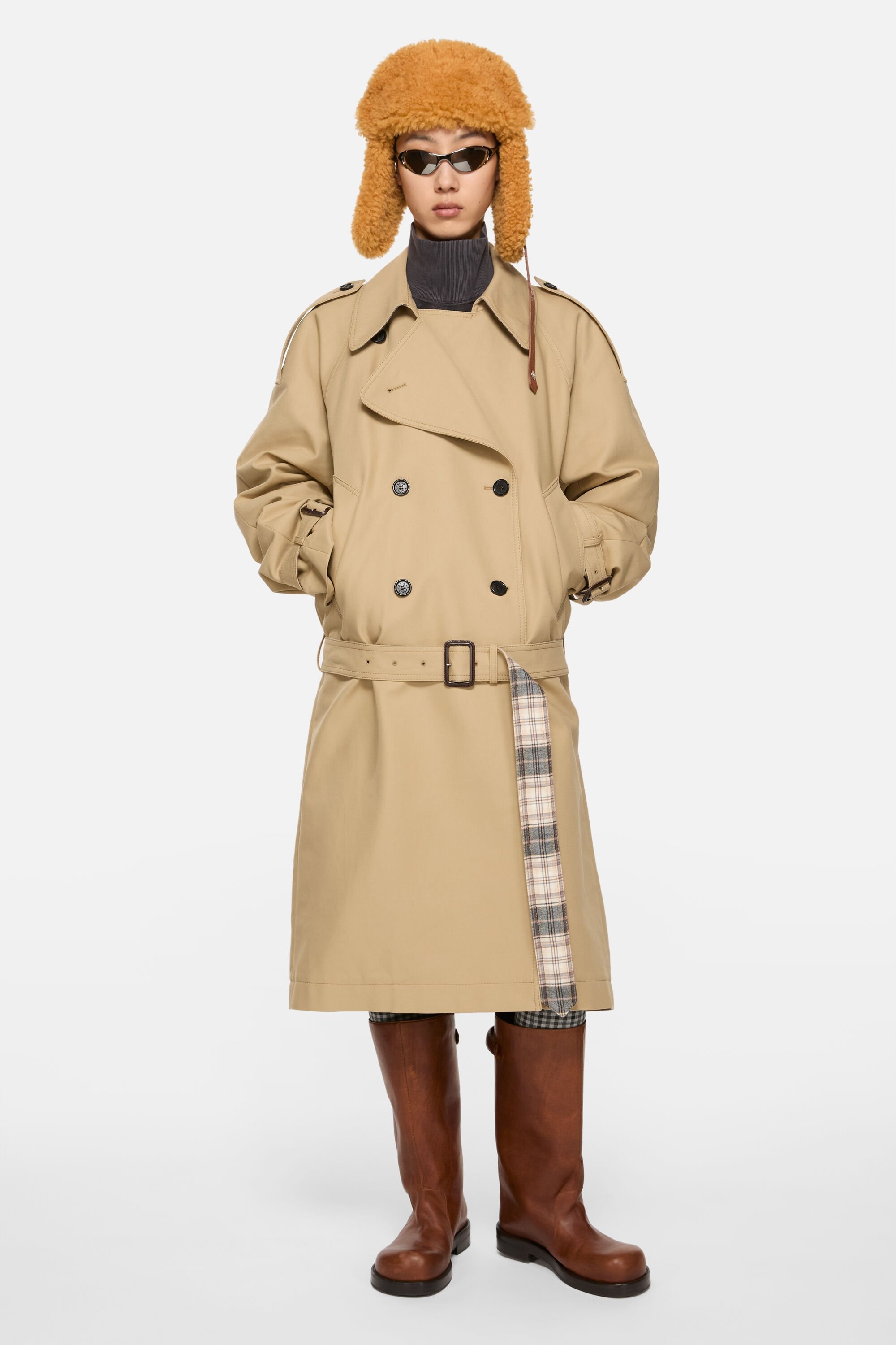 Satin Trench Coat - Beige - 2