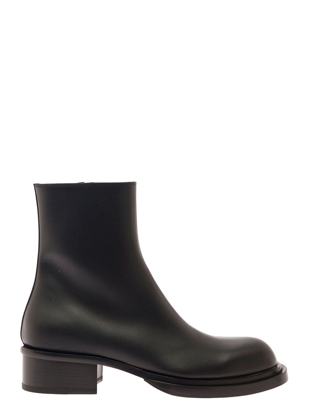 Alexander Mcqueen Men 'Stack' Black Round-Toe Boots In Smooth Leather Man - 1