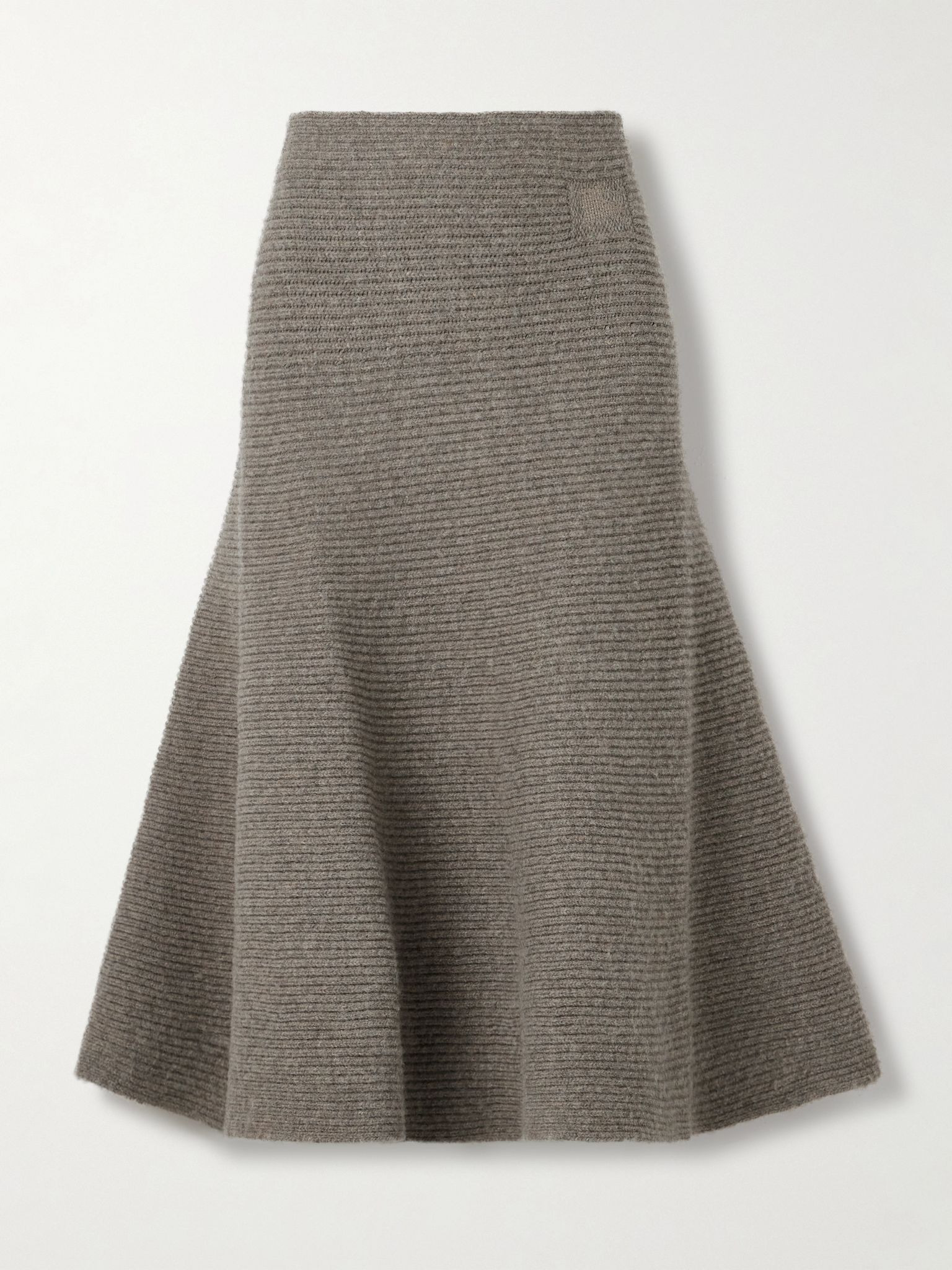 Ribbed wool-blend midi skirt Mushroom - 1