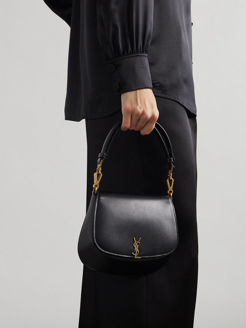 SAINT LAURENT Voltaire Top Handle mini leather shoulder bag Black outlook