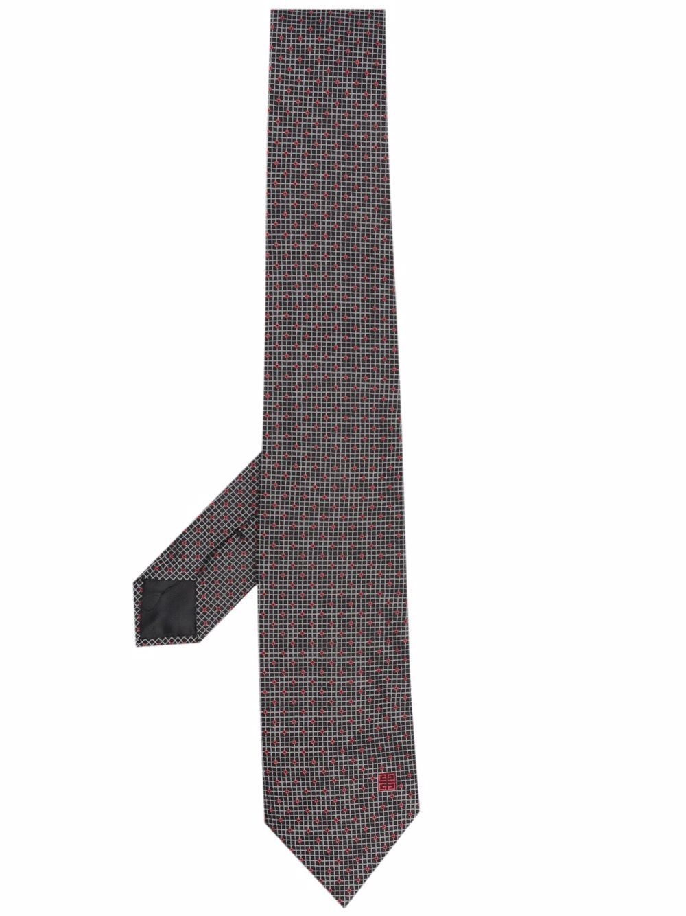 4G embroidered silk tie - 1