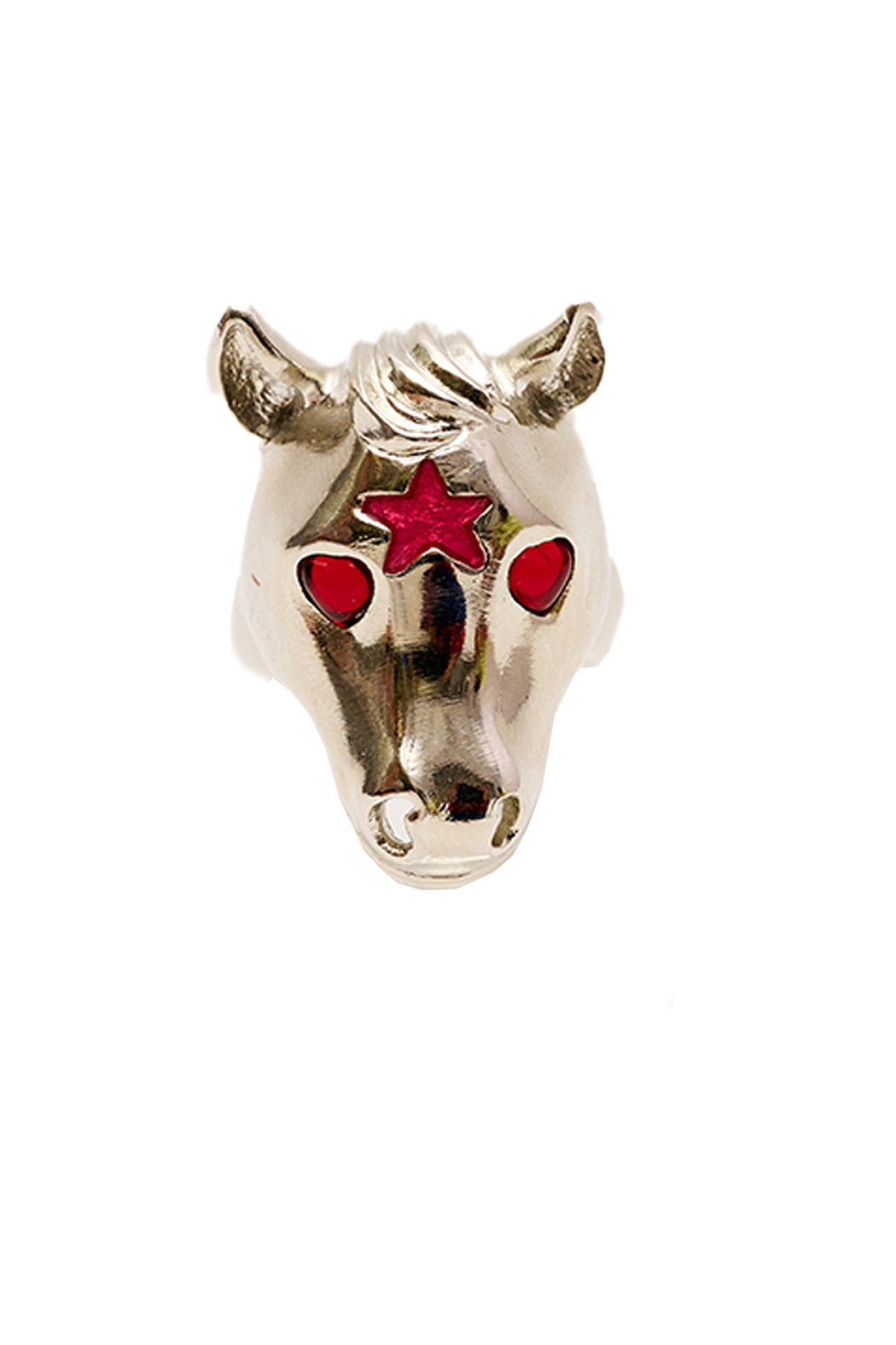 SILVER PINK BABY PONY RING - 1