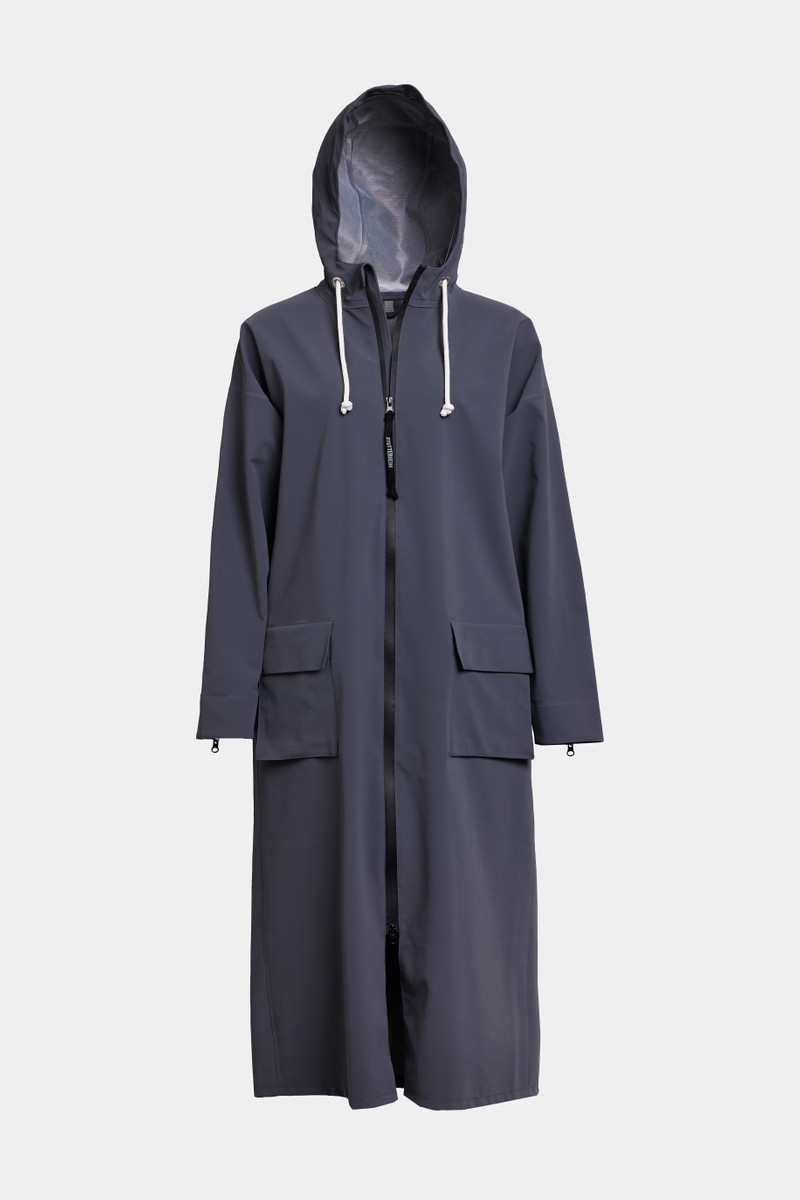 Sandviken Long Zip Matte Raincoat Metal 6