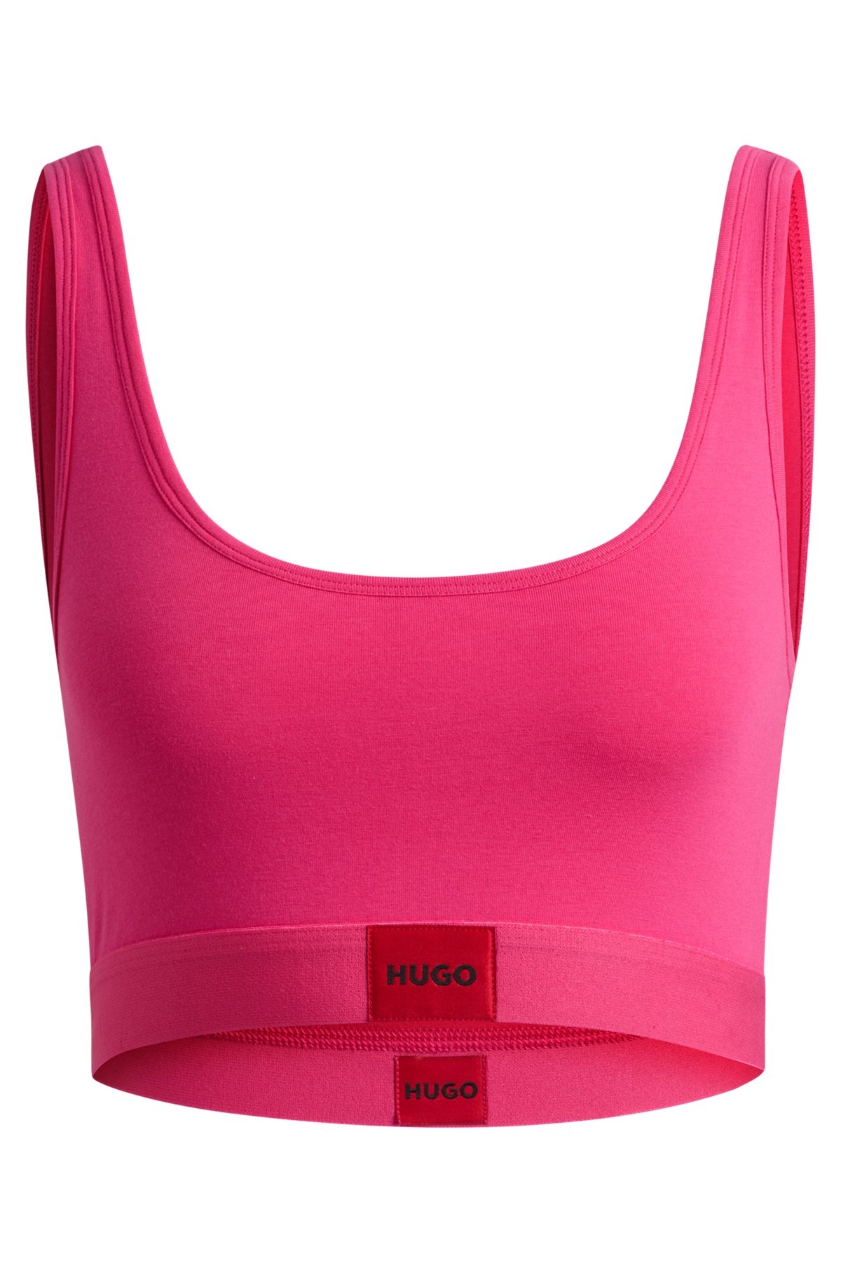STRETCH-COTTON BRALETTE WITH RED LOGO LABEL - 1