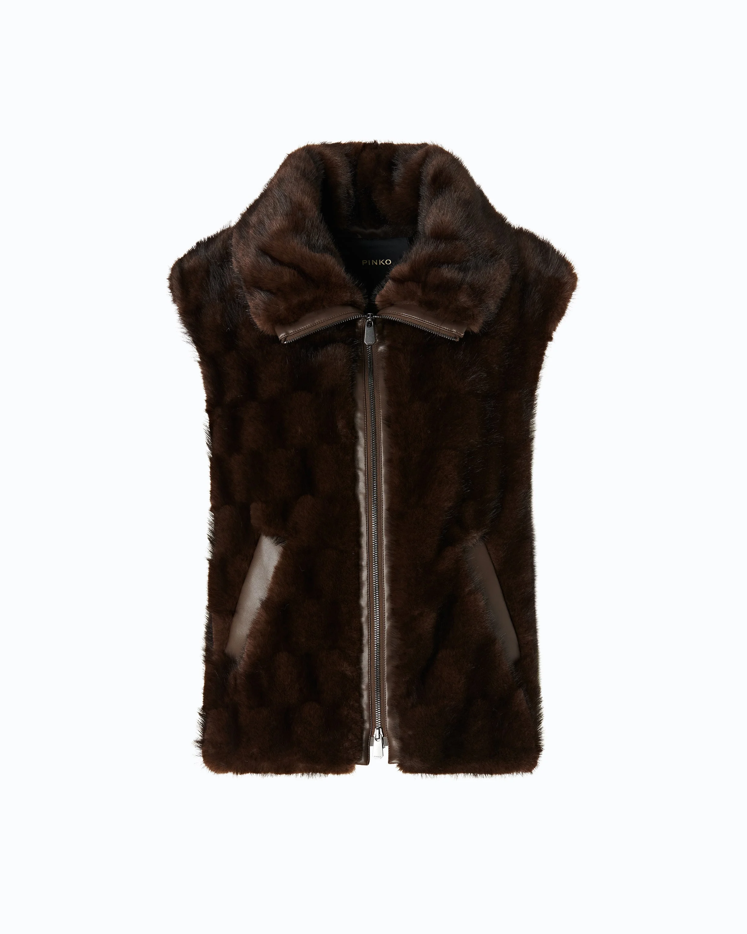 FAUX FUR VEST WITH ZIP - 1