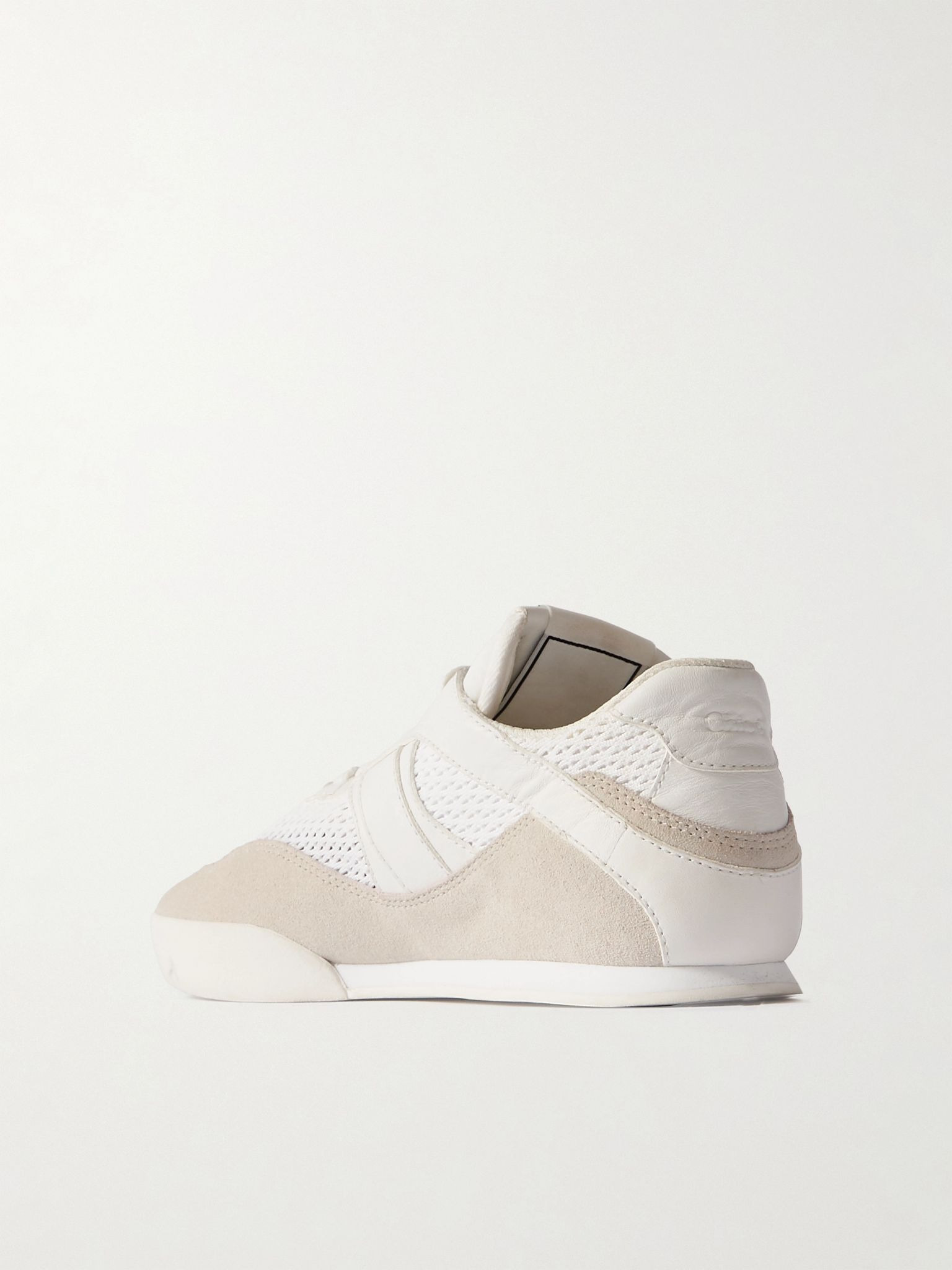 Kick suede, mesh and leather sneakers Cream - 3