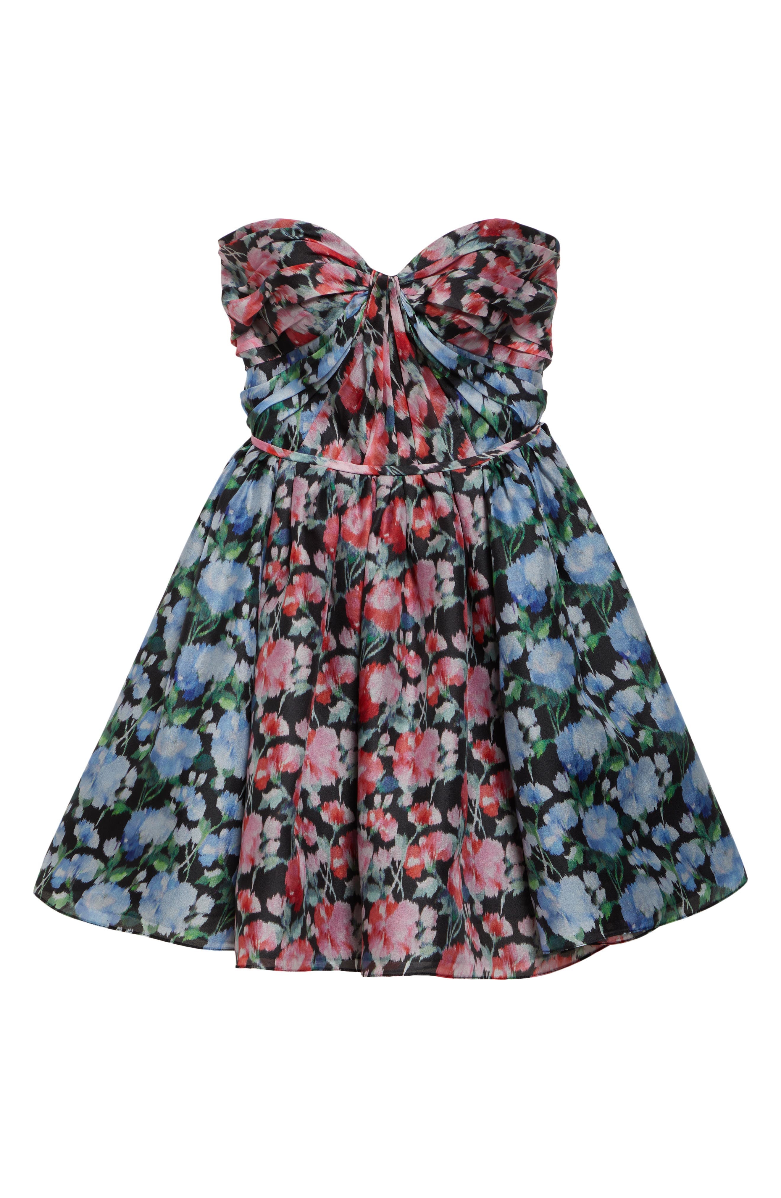 Carolina Herrera Gathered Sweetheart Strapless Silk Crepe Minidress in Multi Floral at Nordstrom - 5
