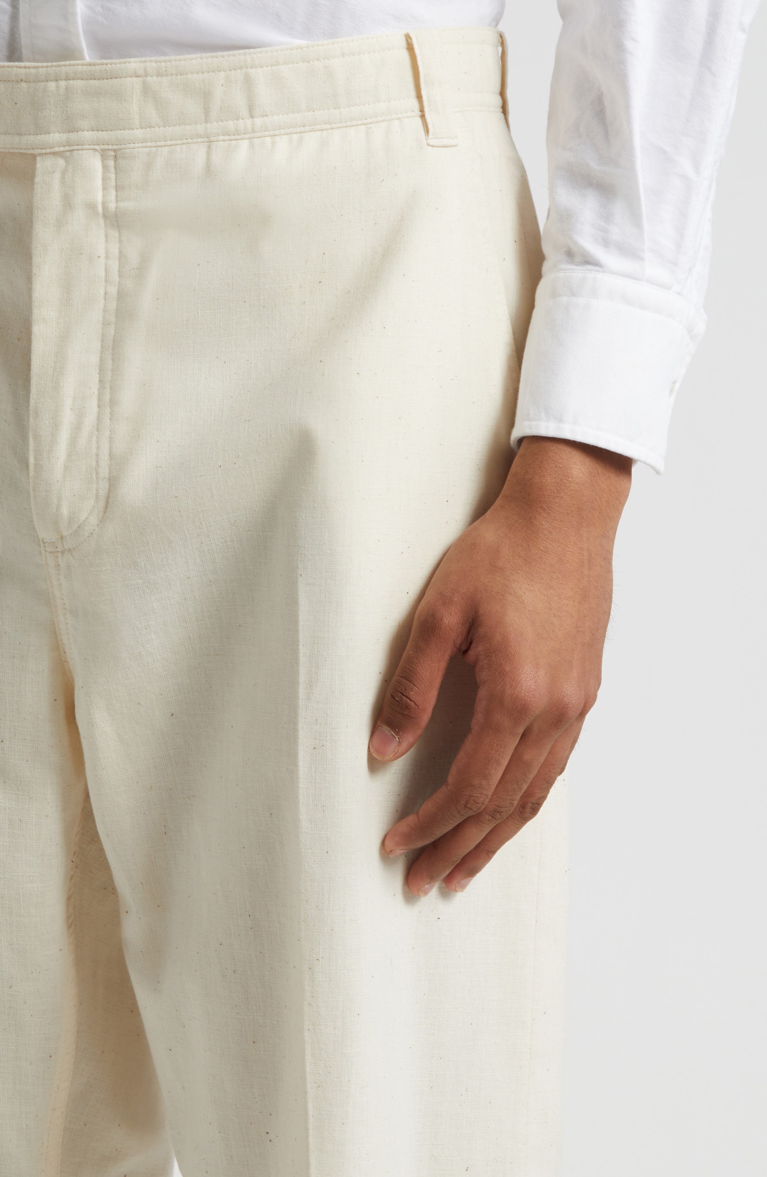 Thom Browne Unconstructed Straight Leg Pants in Muslin at Nordstrom - 4