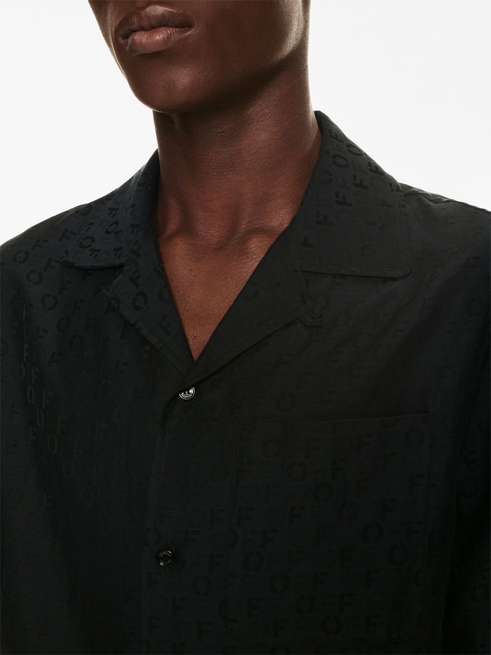 logo-jacquard camp-collar shirt - 5