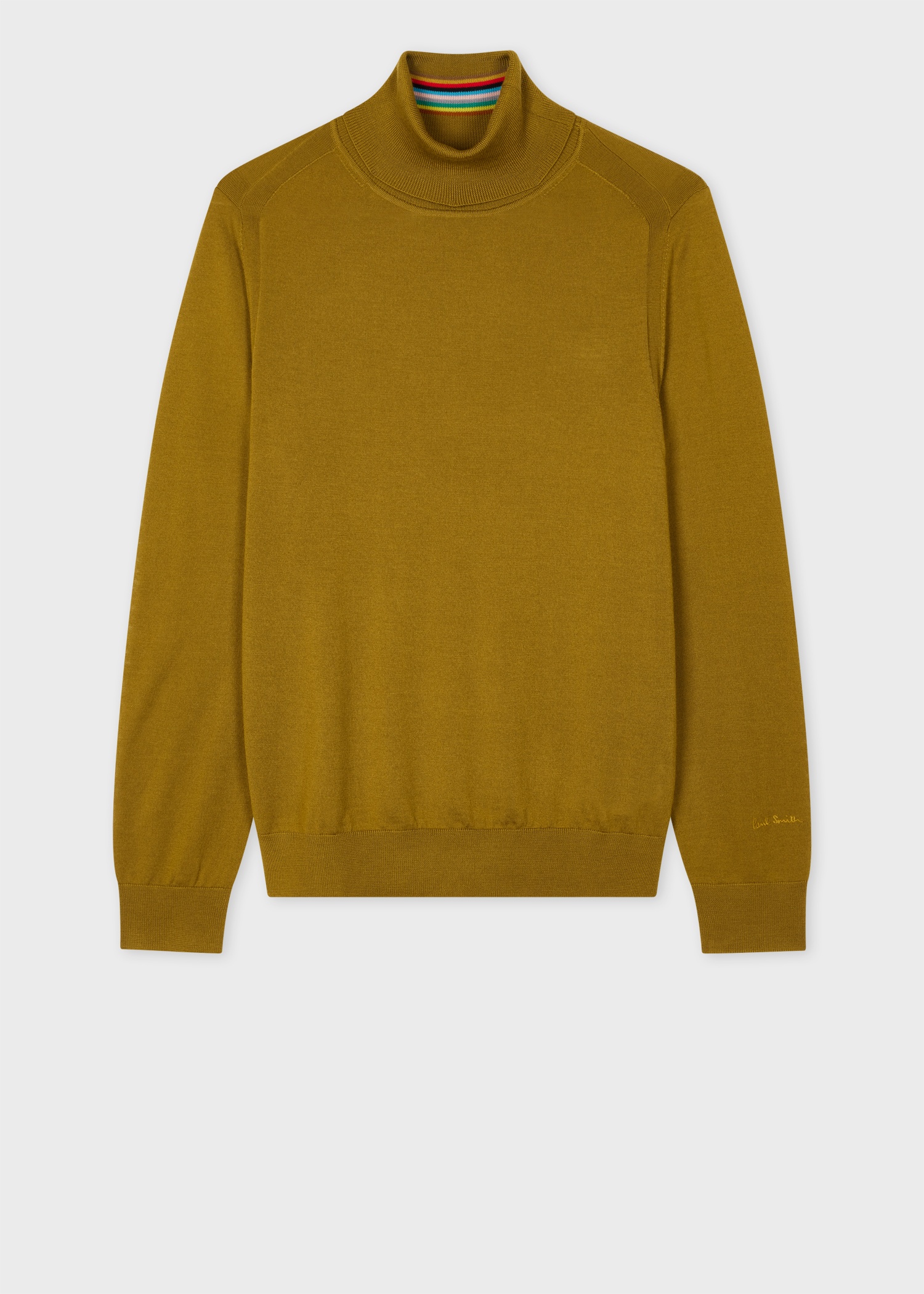 Dark Mustard Merino Wool Roll Neck Sweater - 1