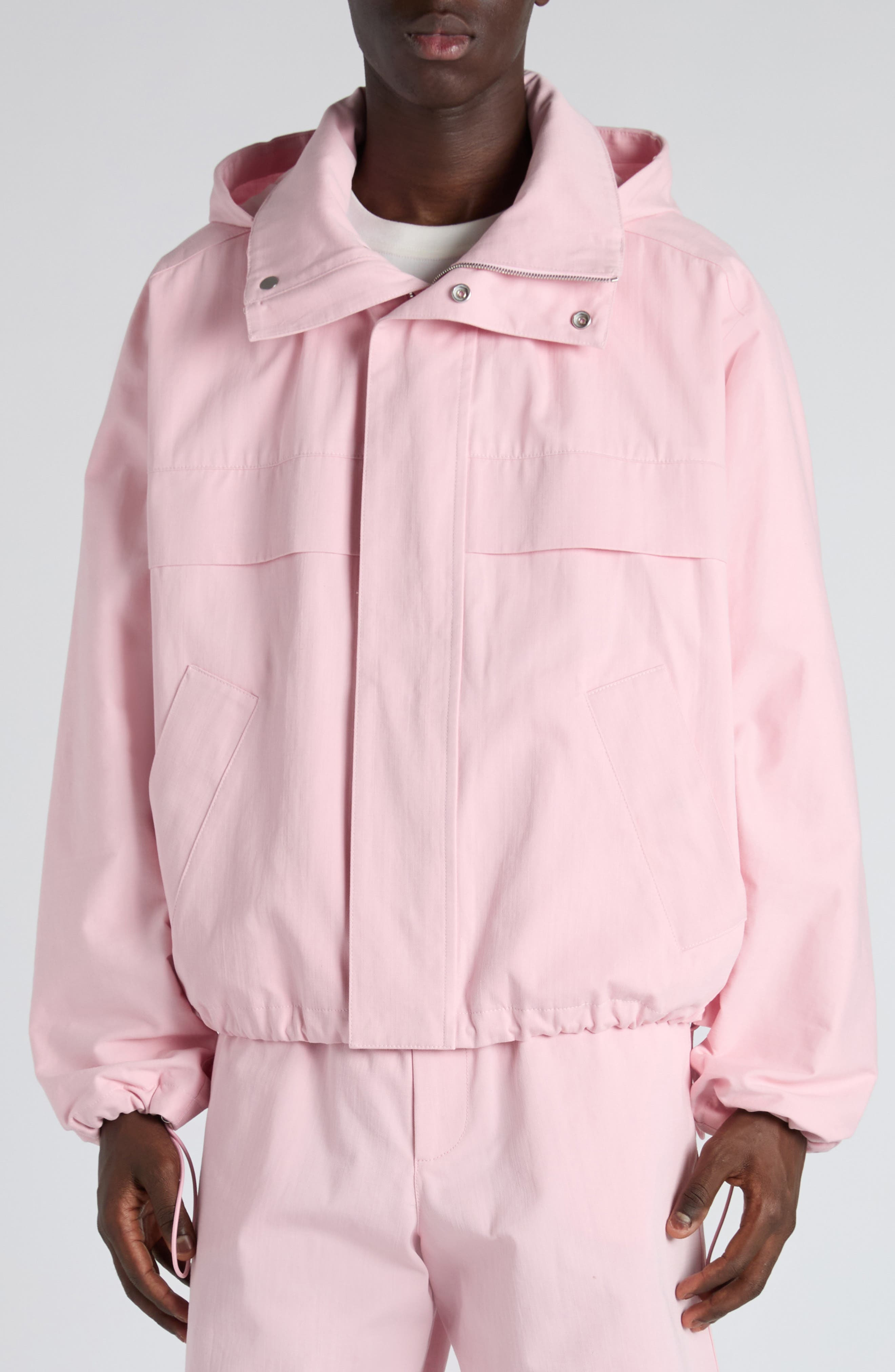 Bottega Veneta Cotton Twill Blouson Jacket with Packable Hood in Camelia at Nordstrom - 5