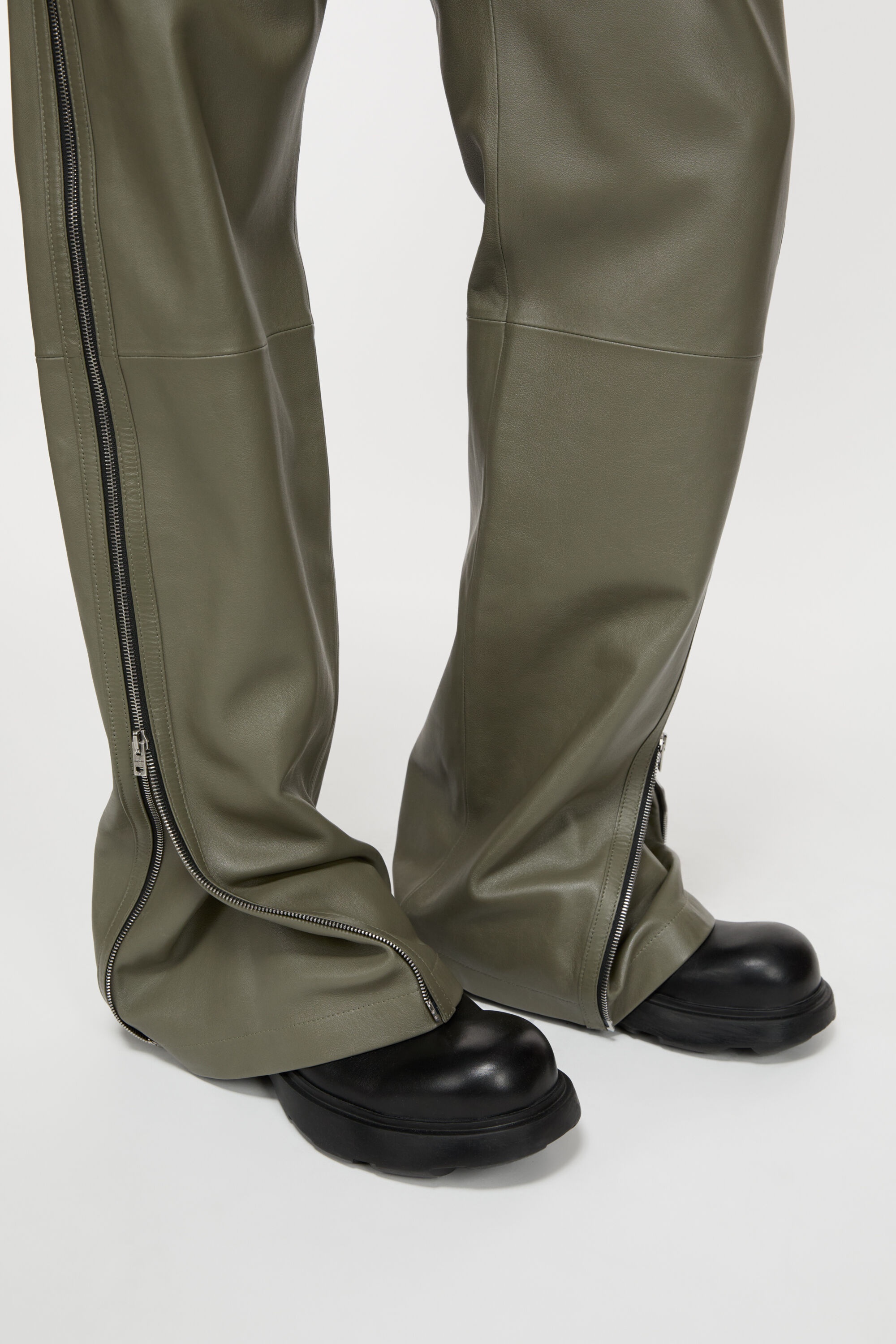 Leather trousers - Dusty green - 5