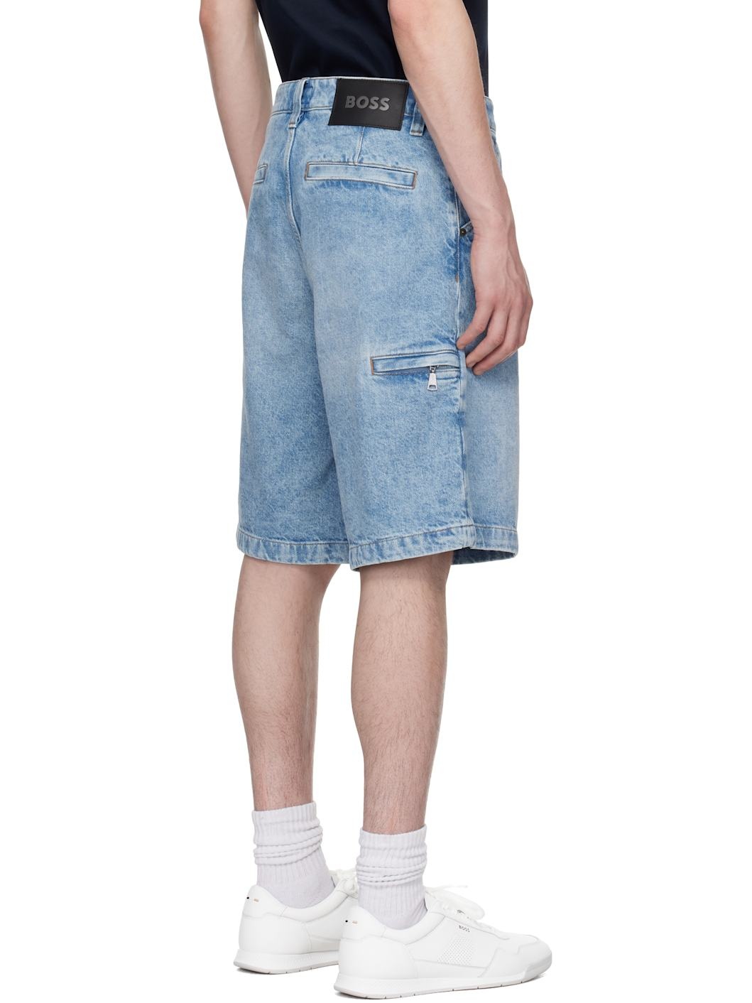 Blue Faded Denim Shorts - 3