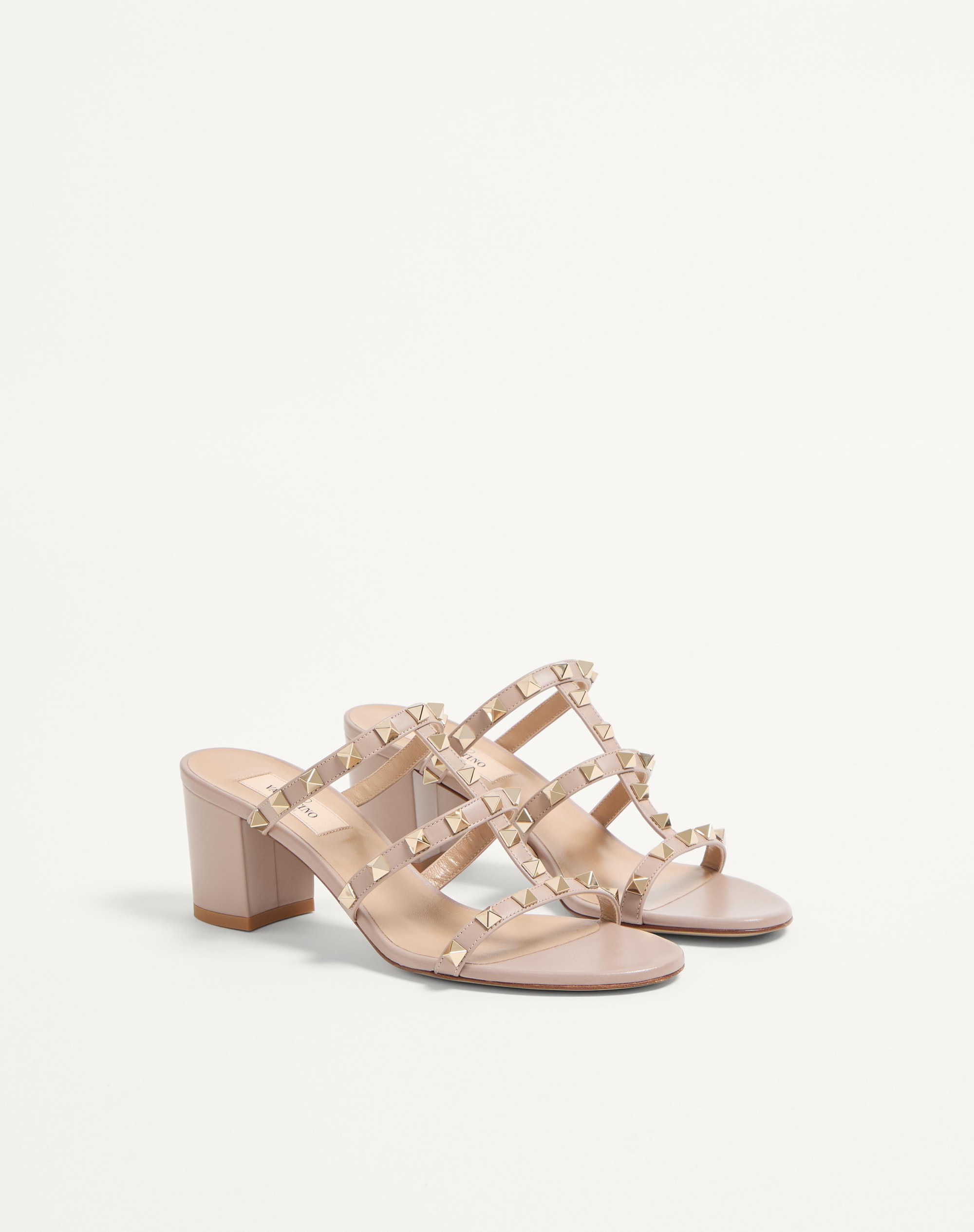 ROCKSTUD CALFSKIN LEATHER SLIDE SANDAL 60 MM - 3