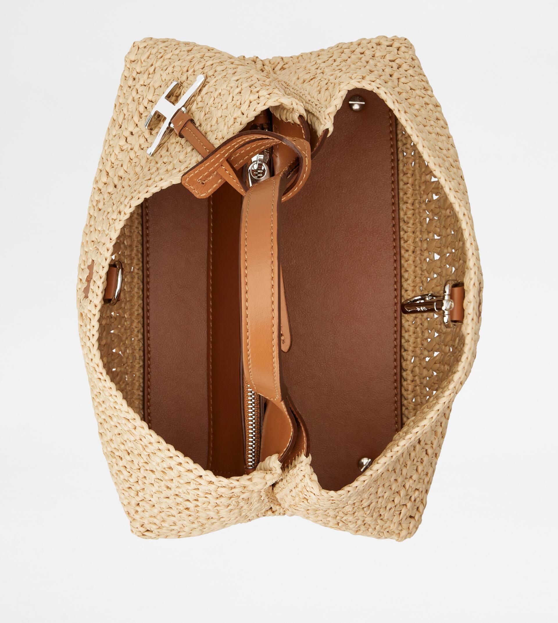 BAG IN RAFFIA AND LEATHER MICRO - BEIGE, BROWN - 6