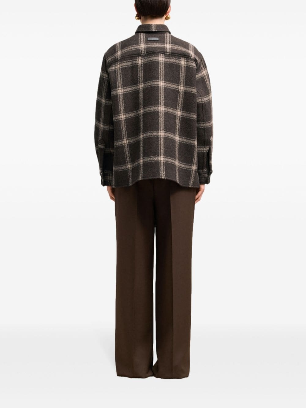 checked wool-blend shirt jacket - 5
