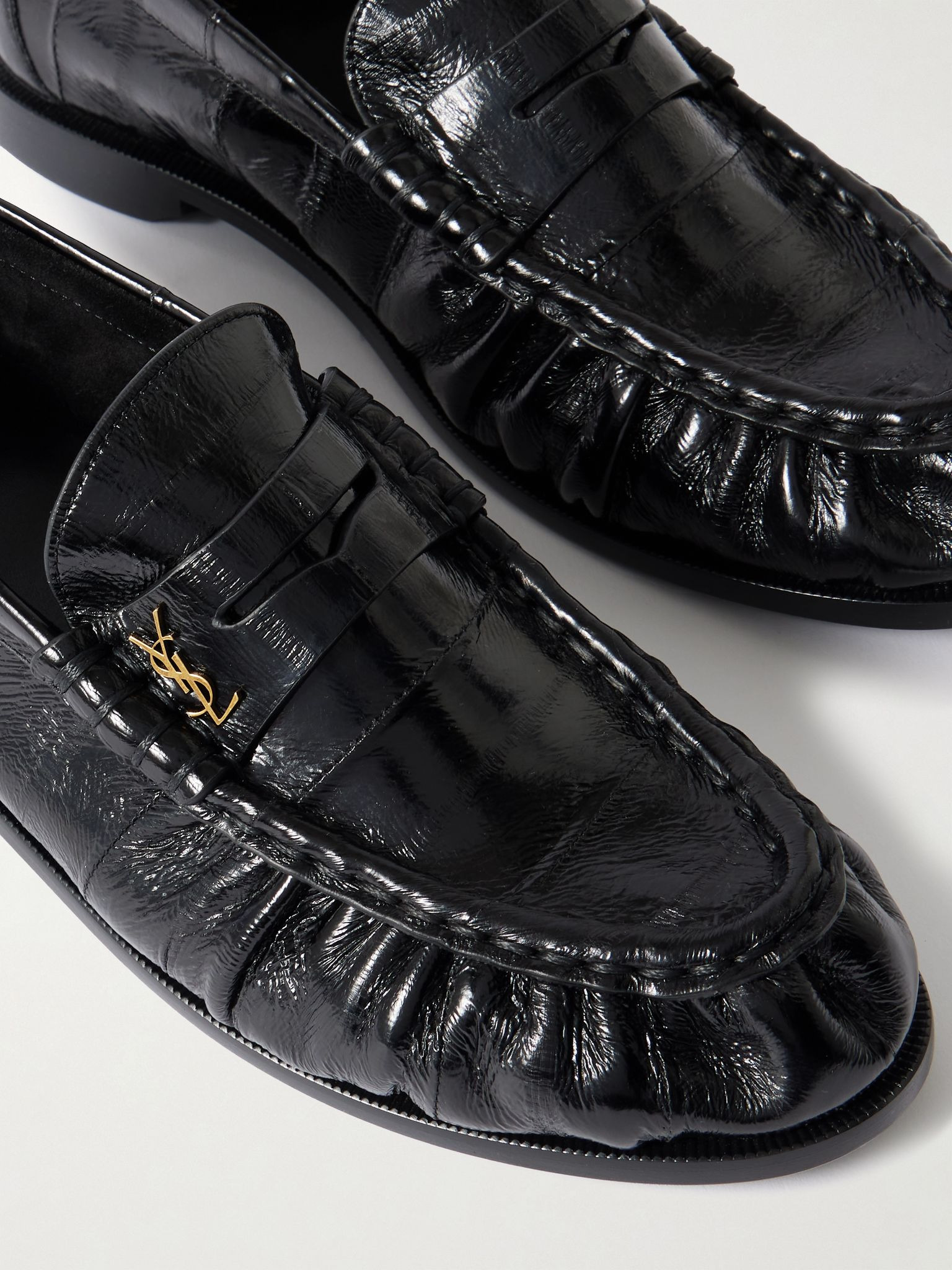 Le Loafer crinkled-leather loafers Black - 4