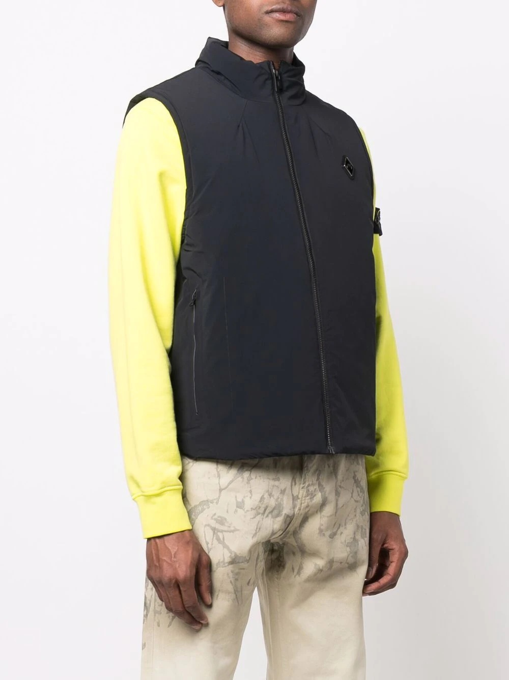 logo-patch zip-up vest - 3