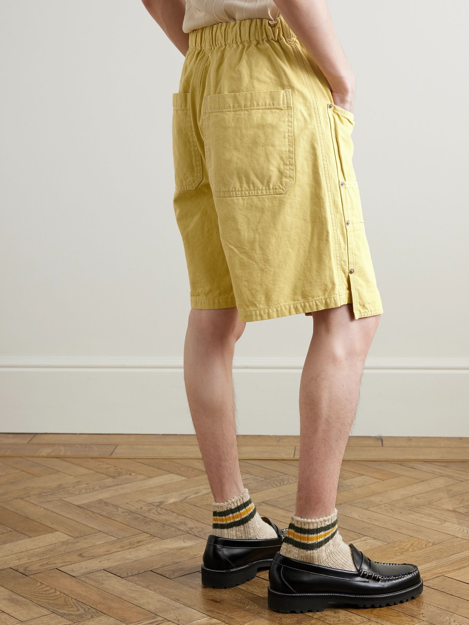 Easy Straight-Leg Cotton-Twill Drawstring Shorts Yellow - 4
