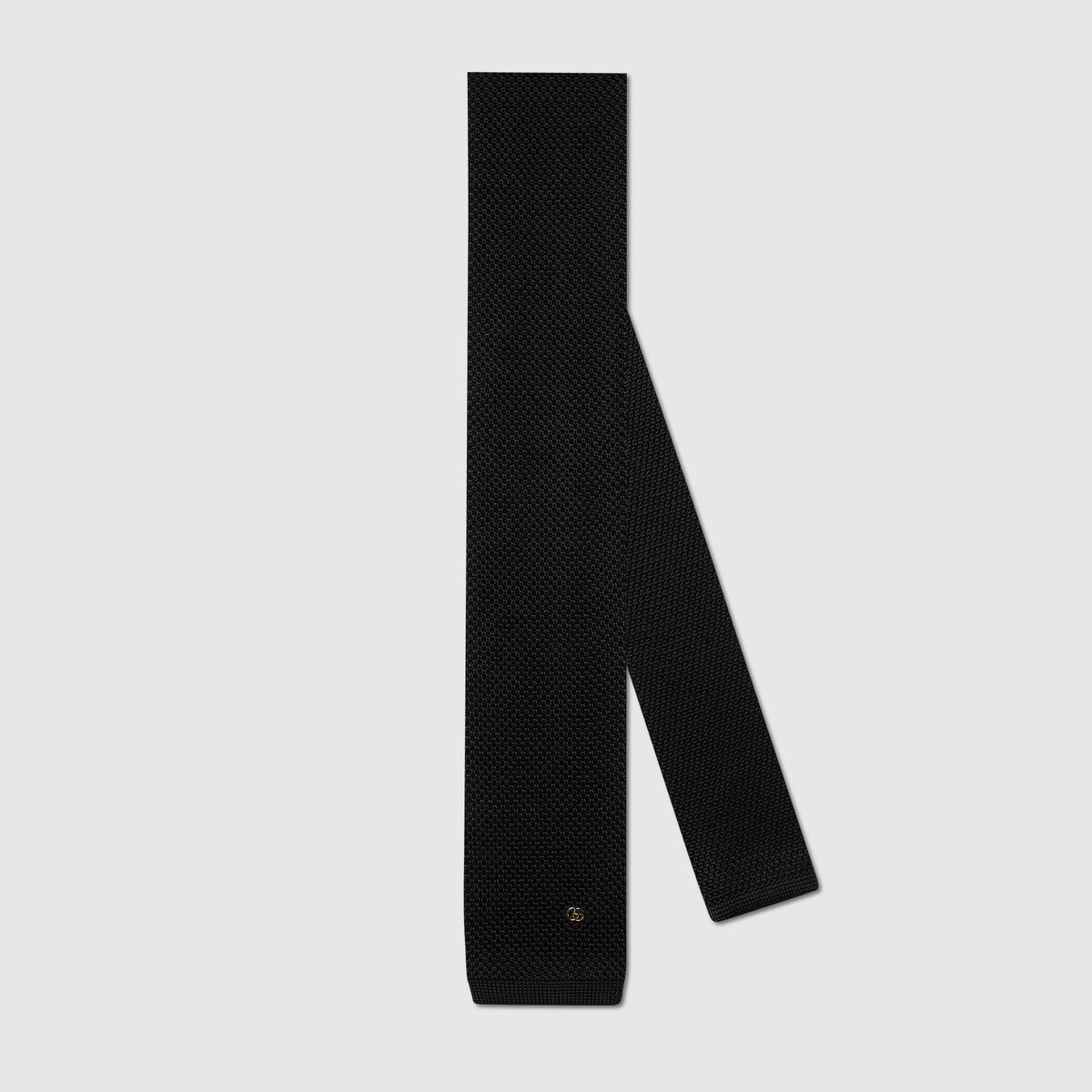 Knitted silk Double G tie - 1