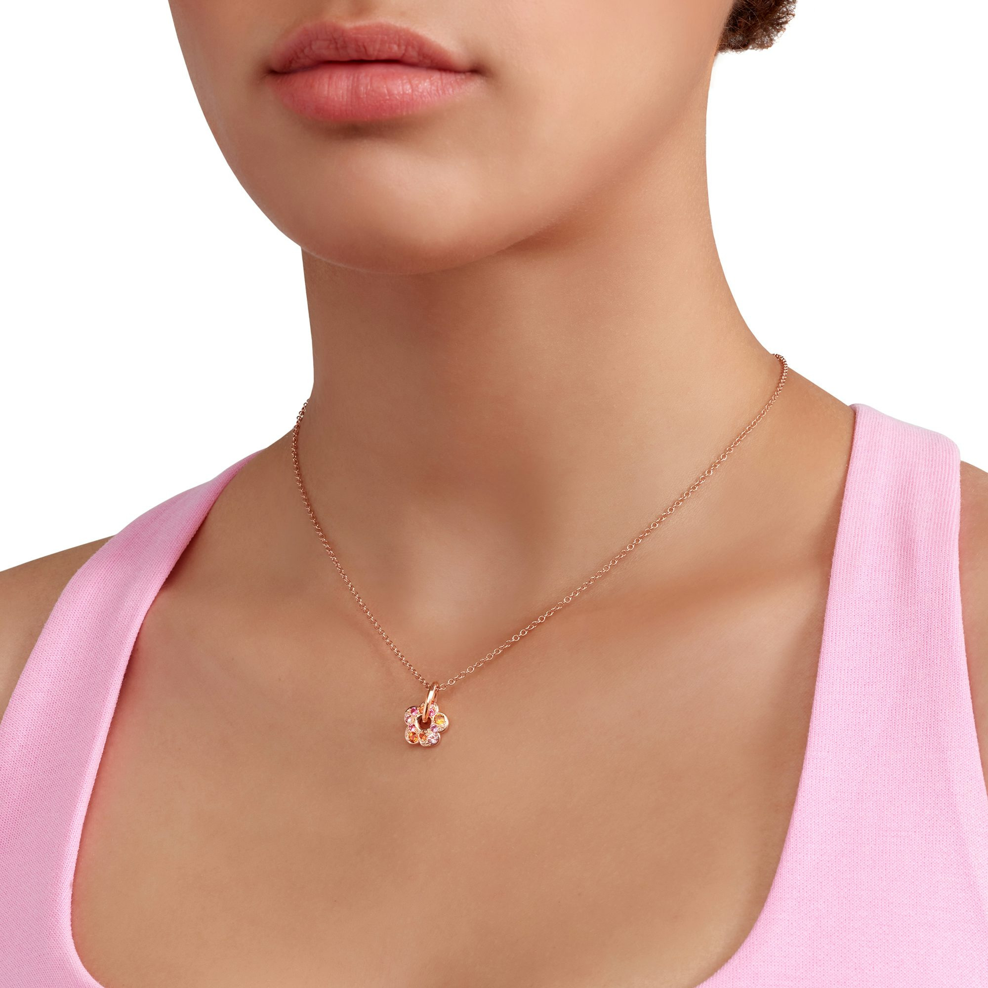 ROSE GOLD & SAPPHIRE FLOWER CHARM - 3