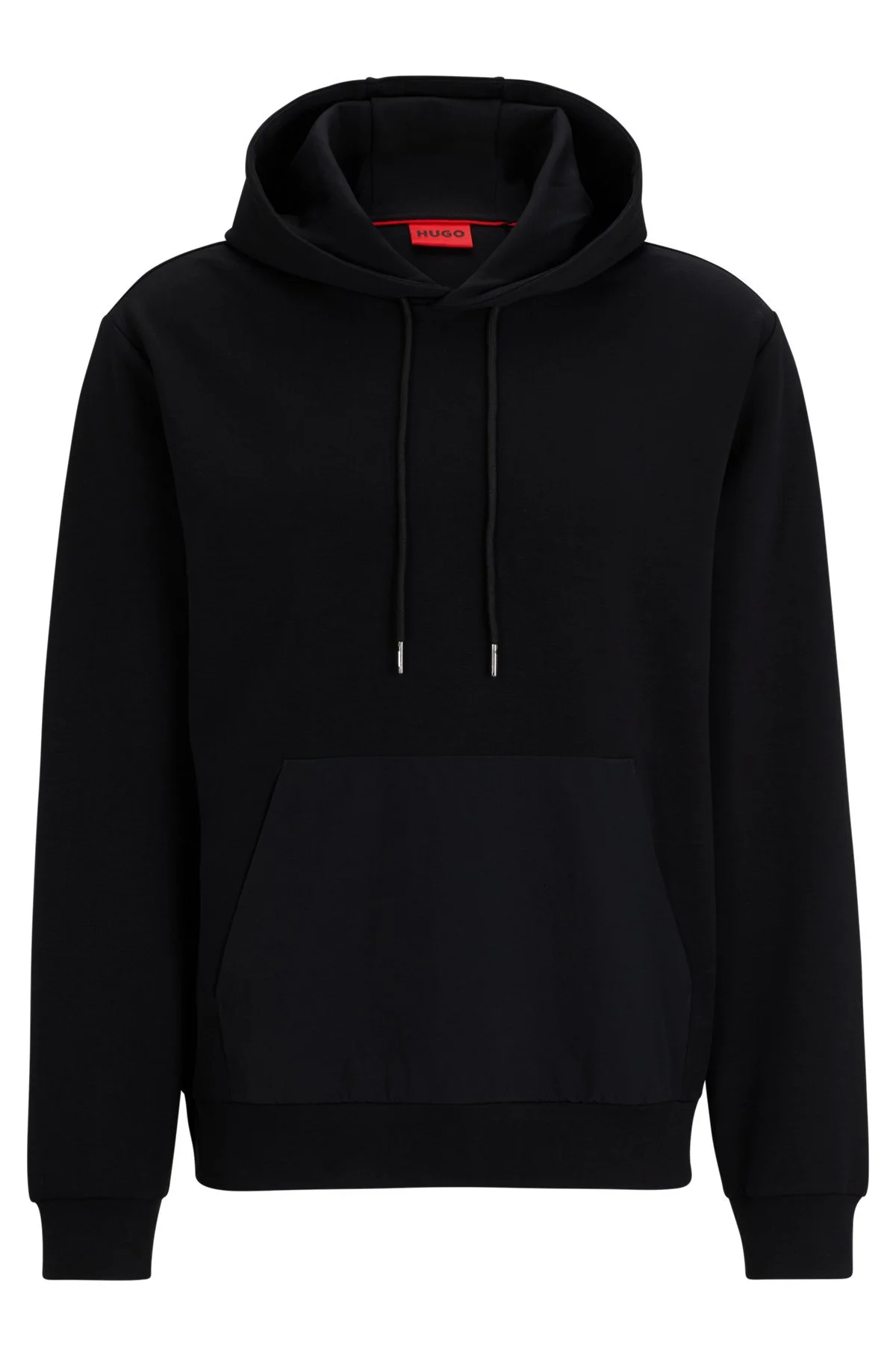 RELAXED-FIT HOODIE IN STRETCH COTTON WITH CONTRAST POCKET - 1