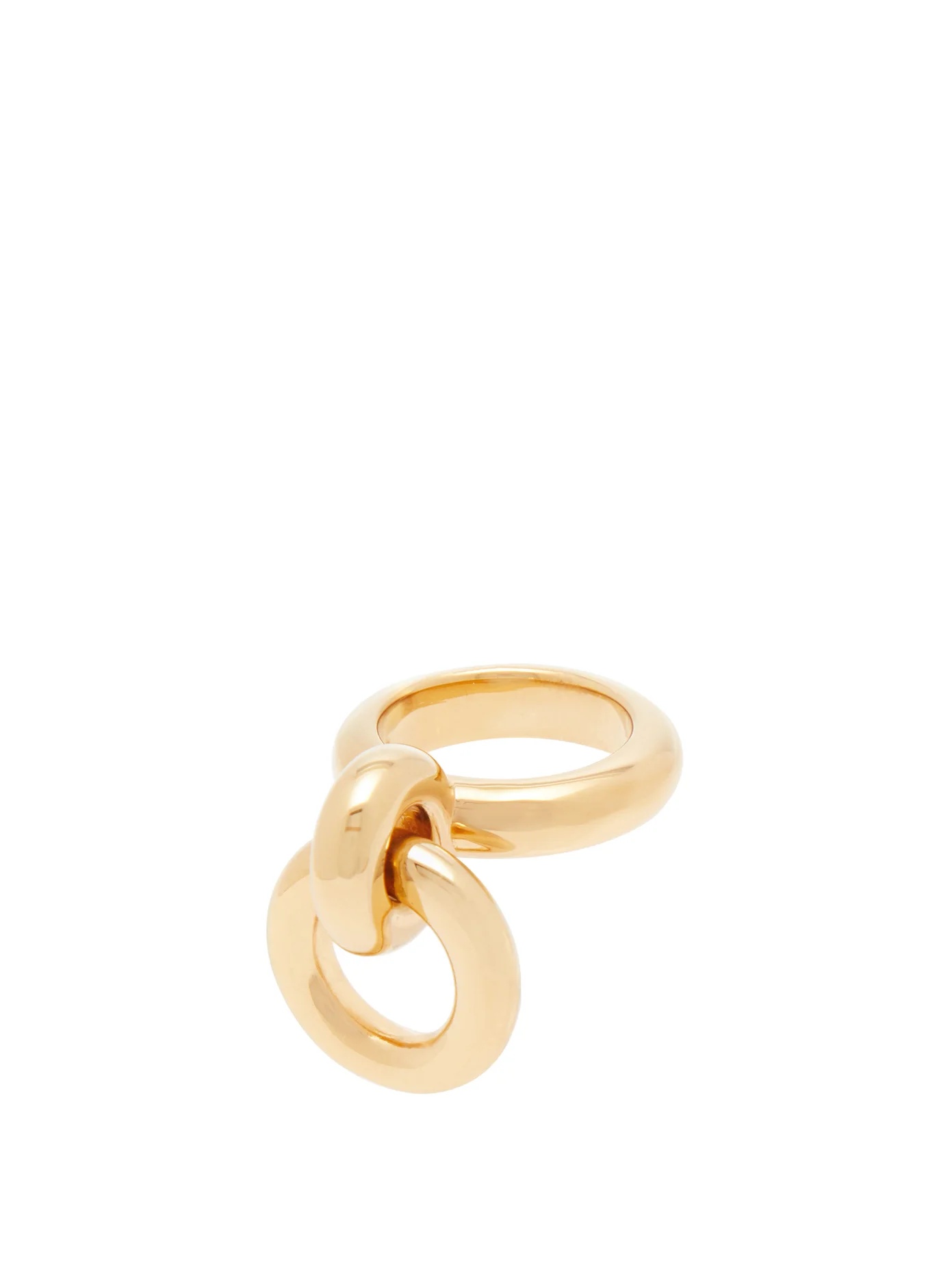 Hoop-charm gold-plated sterling silver ring - 3