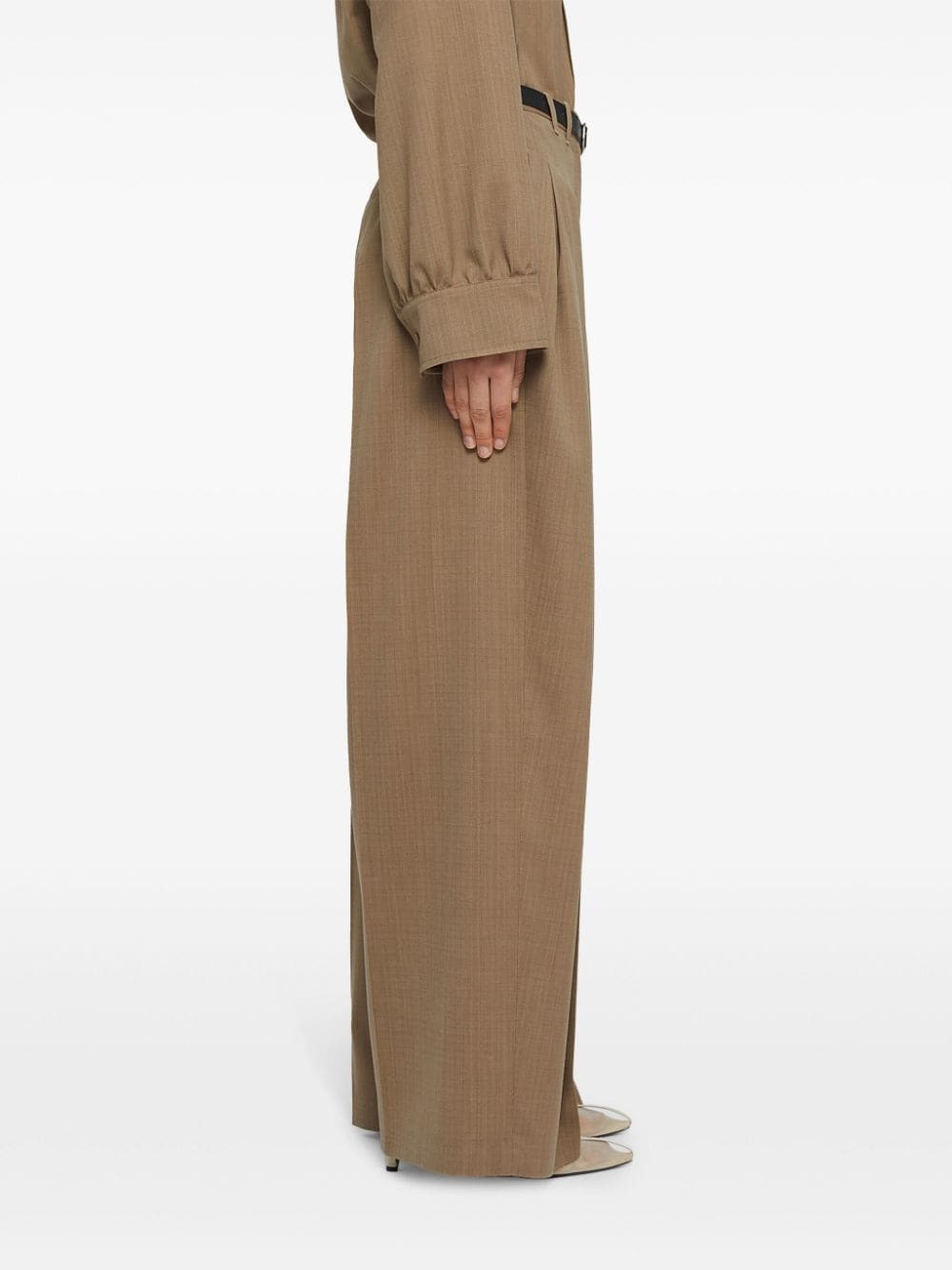 belted wool palazzo pants - 4