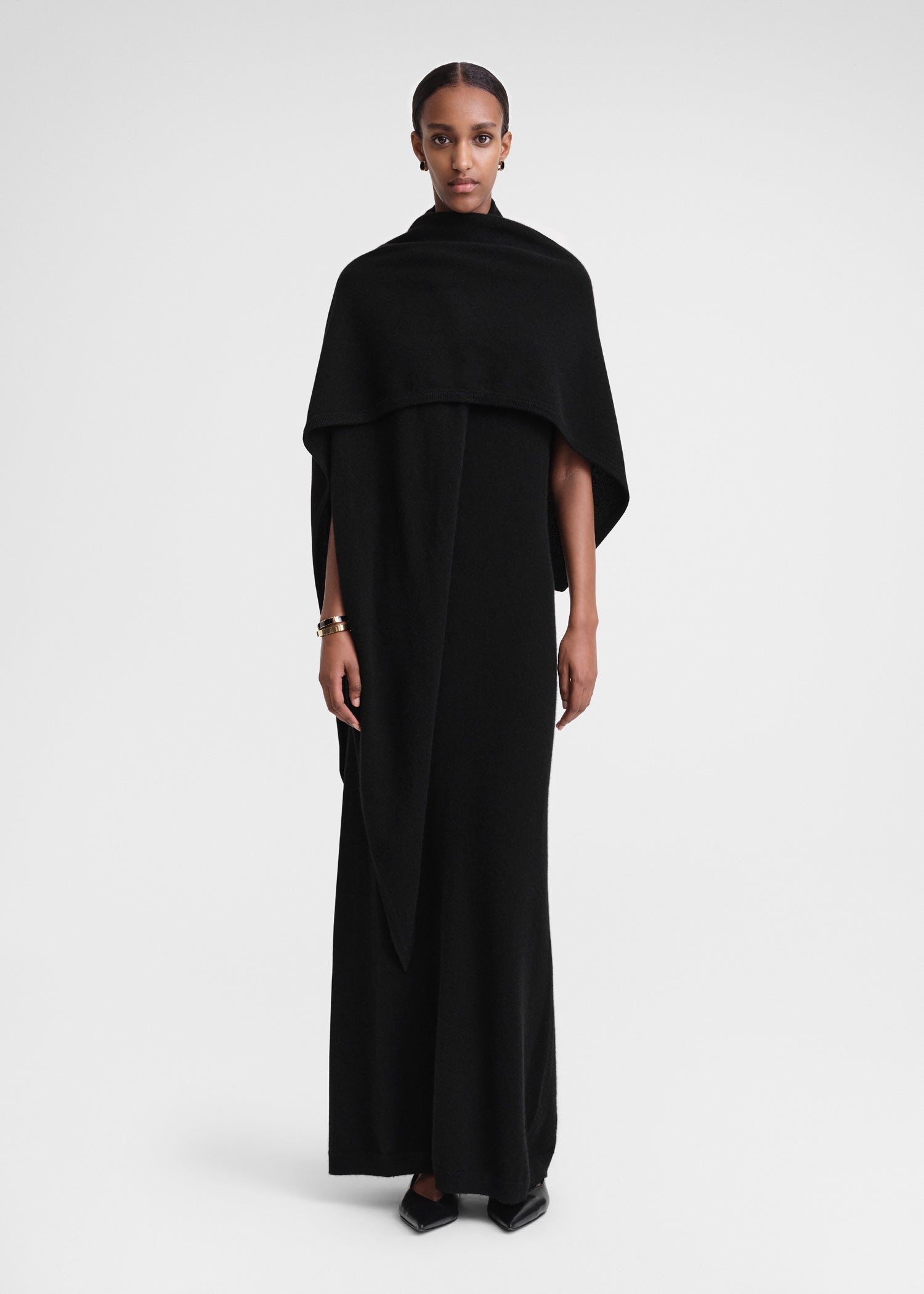 Cashmere shawl dress black - 2
