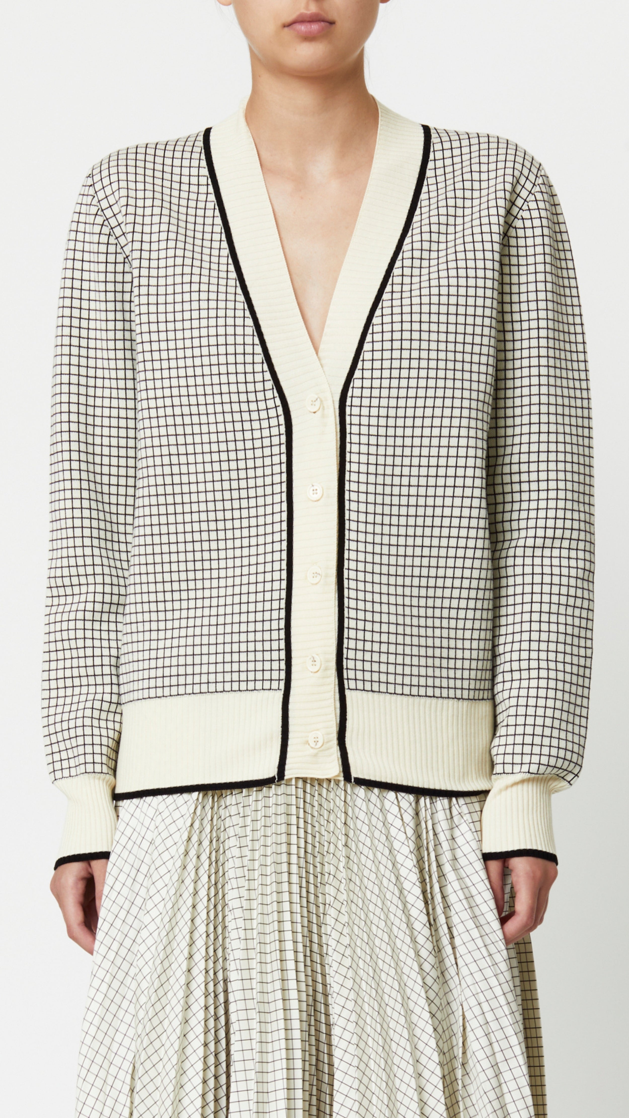 Jacquard Check Cardigan - 1