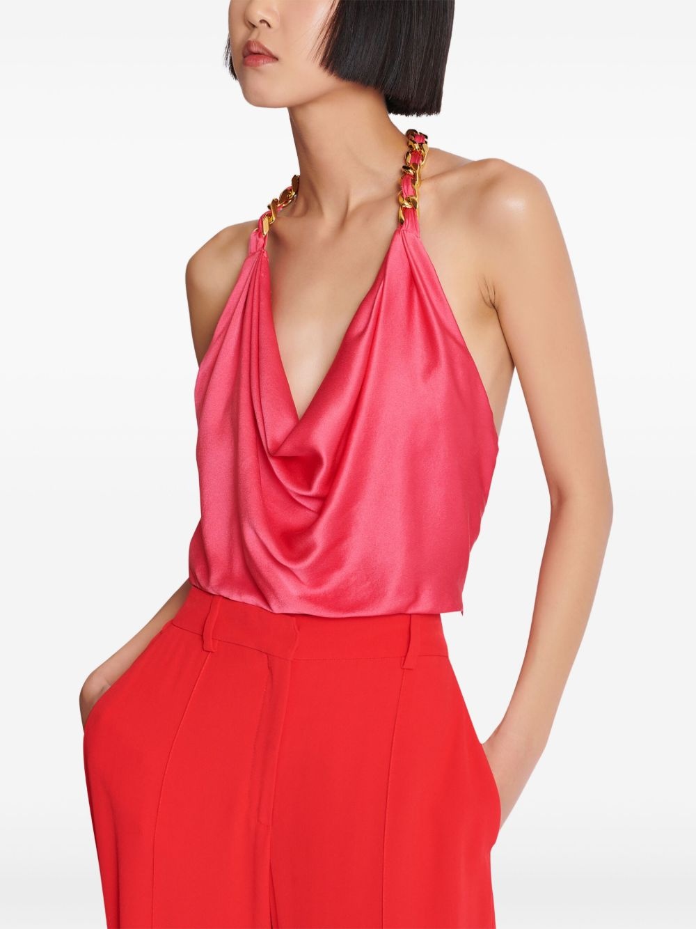 chain-strap silk-crepe top - 6