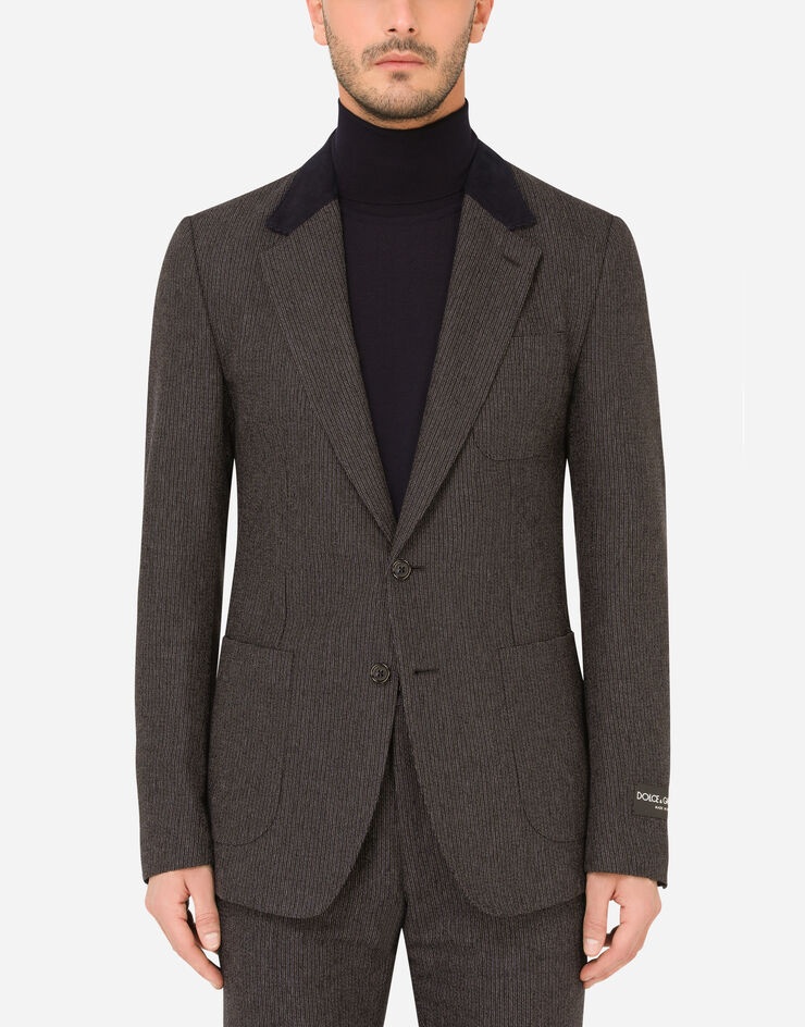 Wool-blend Portofino jacket with pencil stripe - 1