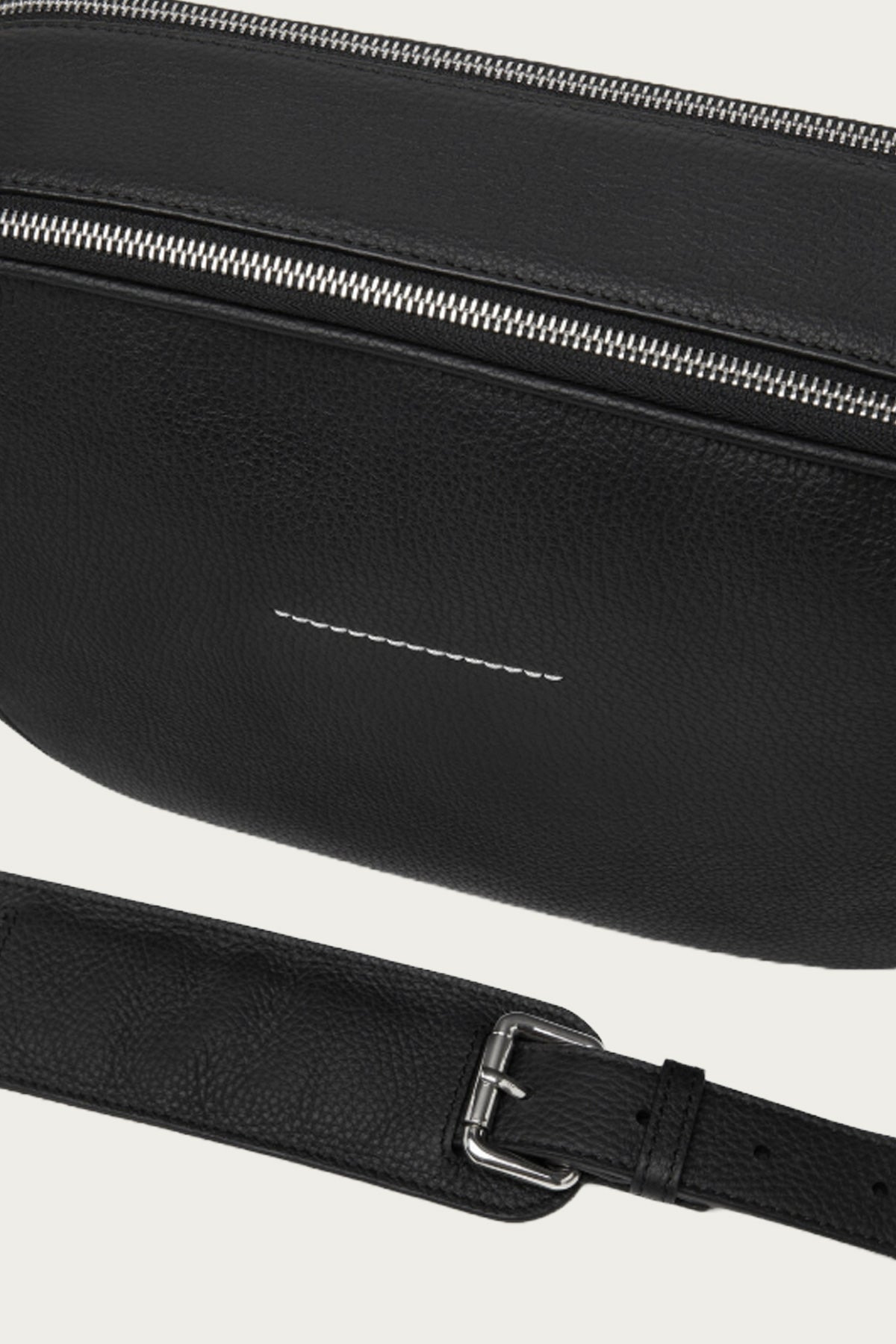 Pebbled Leather Shoulder Bag - Black - 4