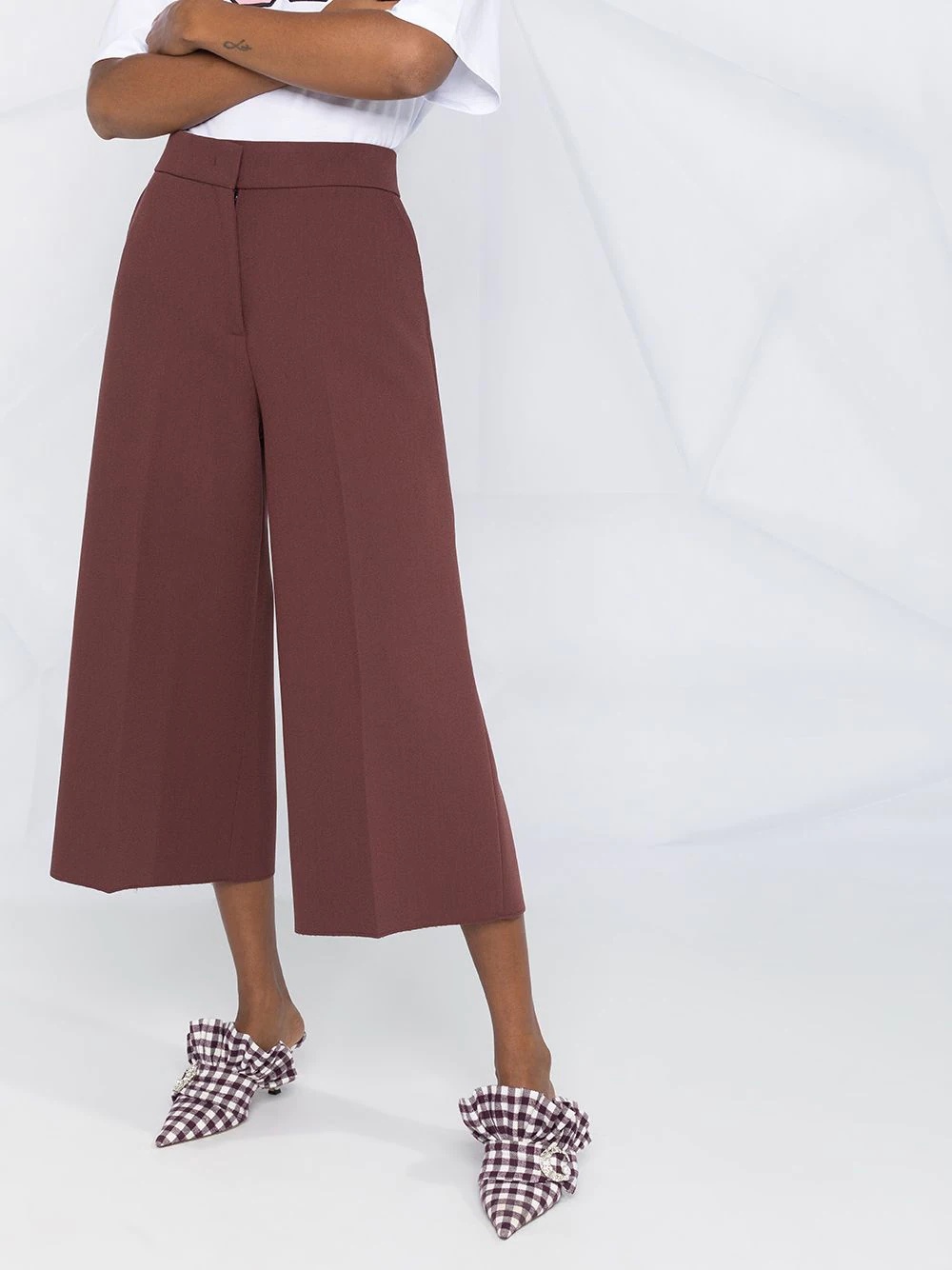 cropped wide-leg trousers - 5